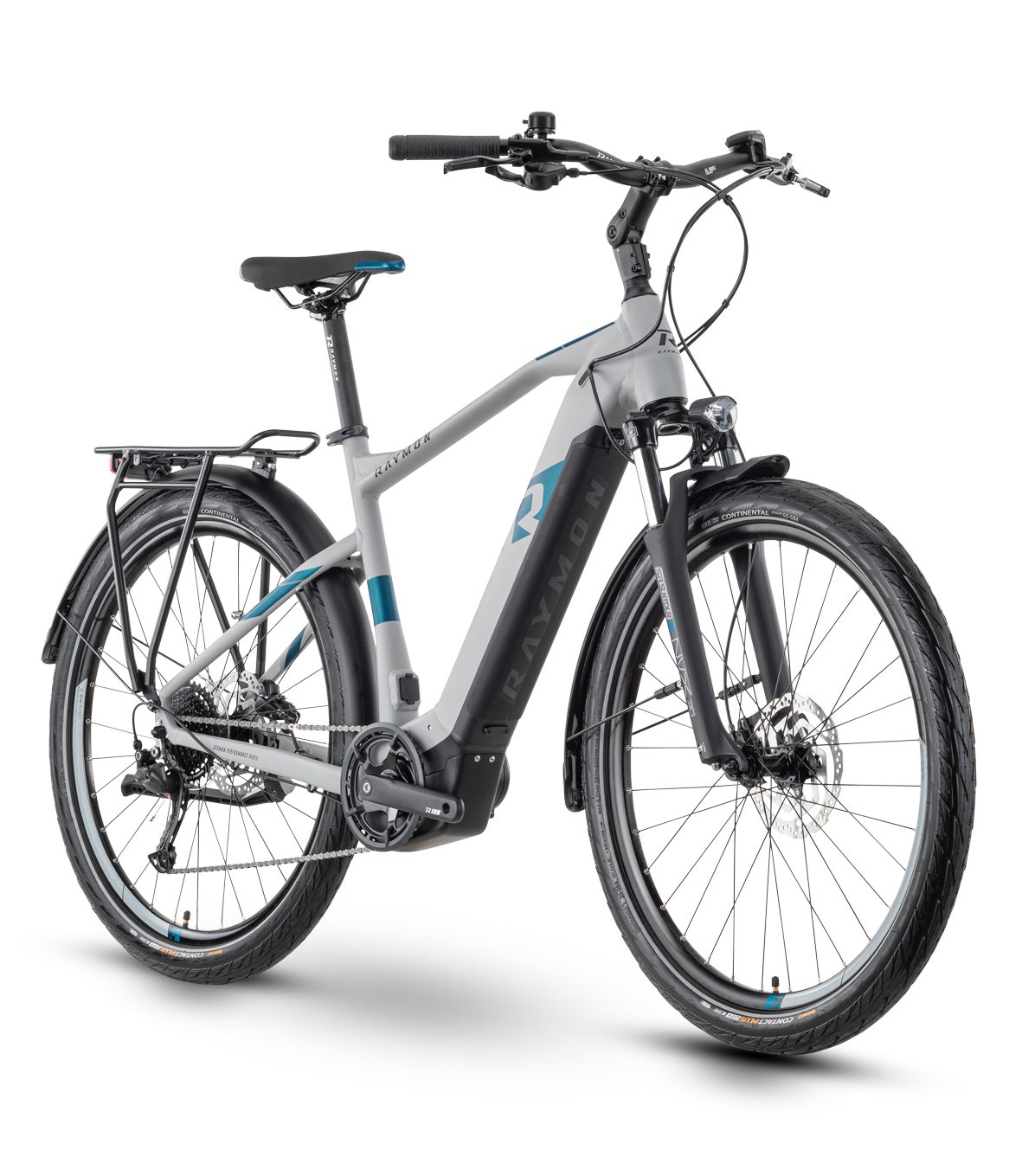 R Raymon E-Bike 27,5"x45cm TourRay E 5.0 Wave Stone, 9 Gang Tektro RD-M350, 9-S Schaltwerk, Mittelmotor