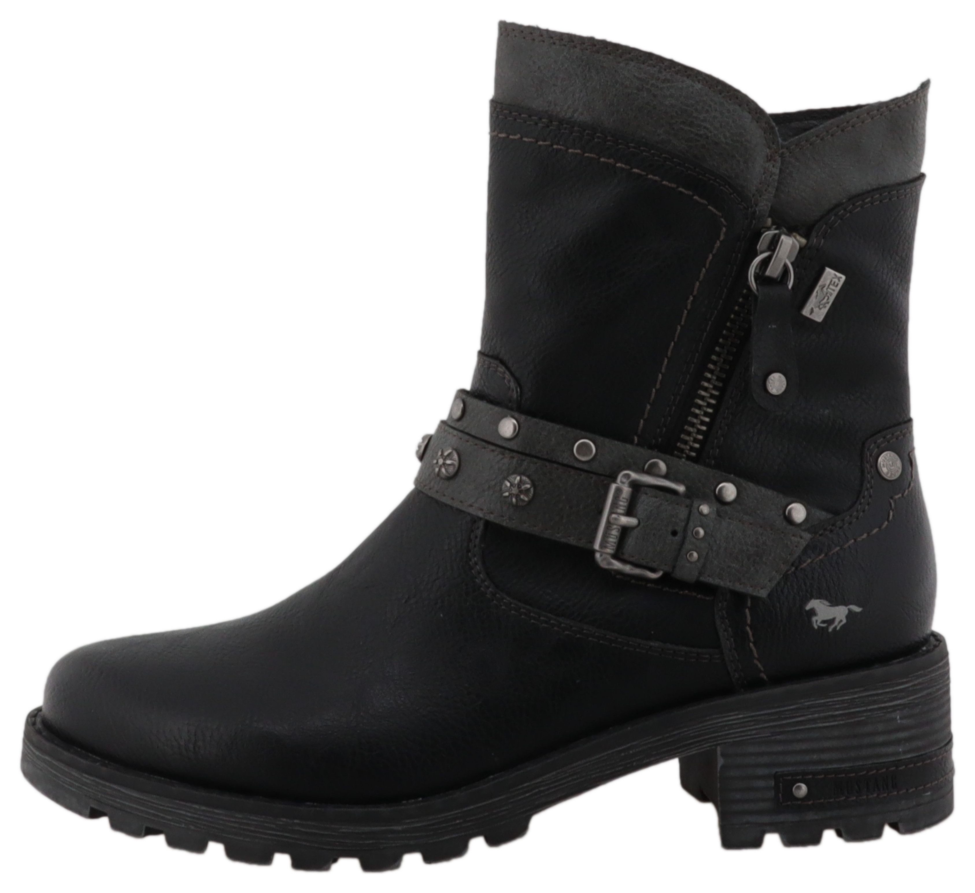 Mustang Shoes Haukea Winterboots Biker Boots mit Blockabsatz und TEX-Membrane