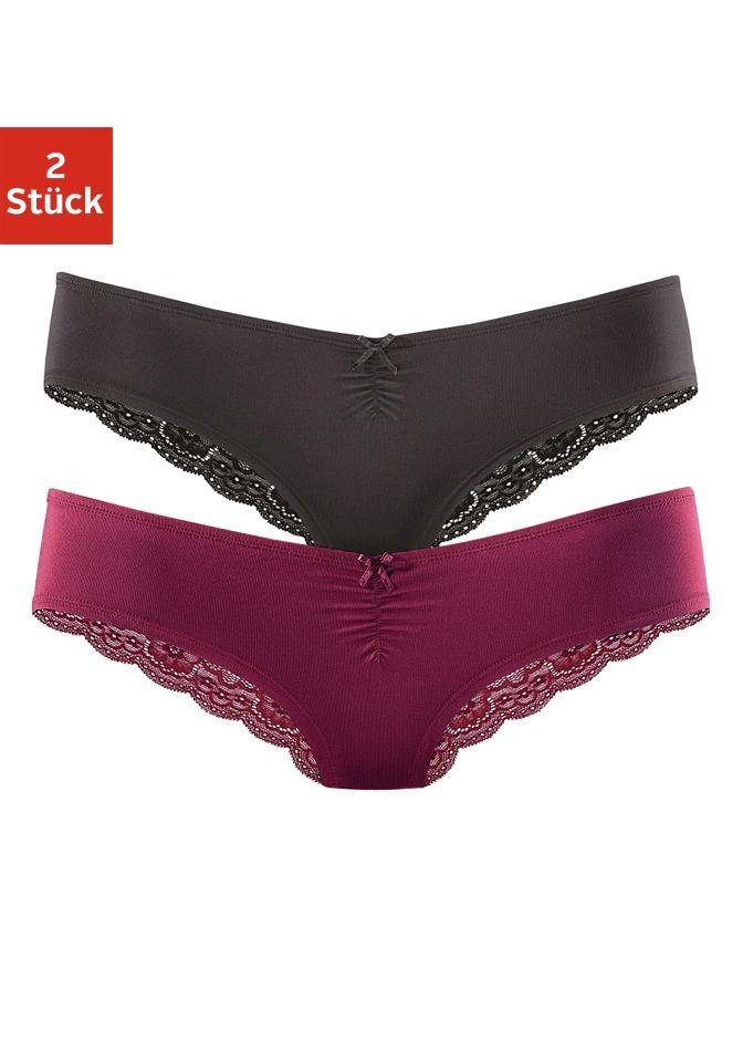 LASCANA Brasilslip (Packung, 2-St) mit schöner Spitze hinten