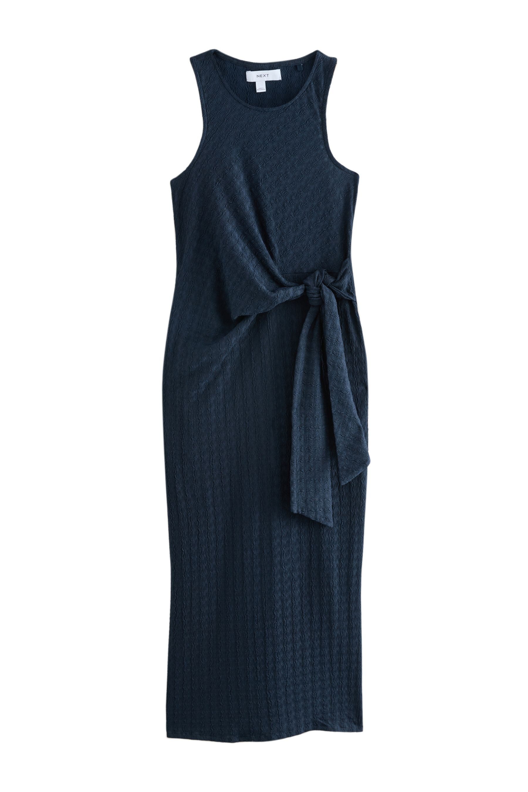 Next Jerseykleid Strukturiertes Maxikleid mit gesmokter Taille (1-tlg)