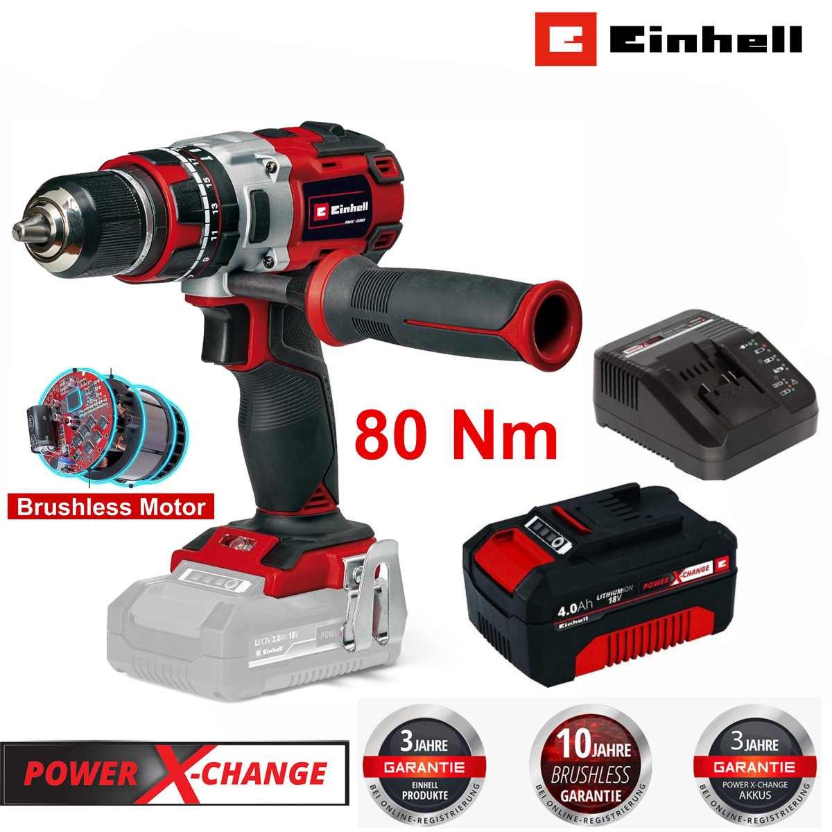 Einhell Akku-Schlagschrauber Schlagbohrschrauber TP-CD 18/80 Li-i BL 80 Nm + Akku 4.0 Ah