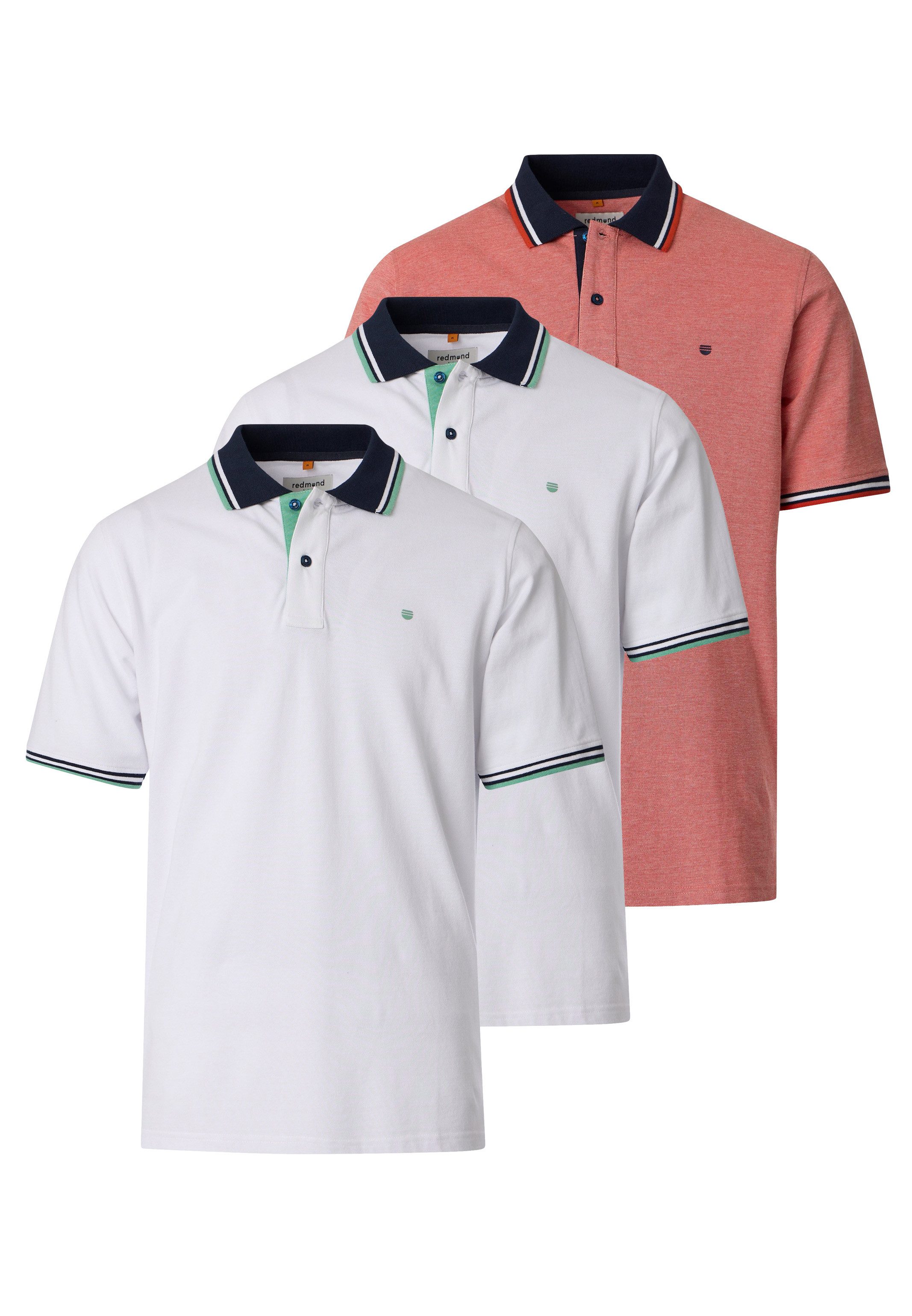 Redmond Poloshirt 3er Pack Basic (Spar-Set, 3-tlg) Poloshirt - Baumwolle - Atmungsaktiv - Aus Baumwolle