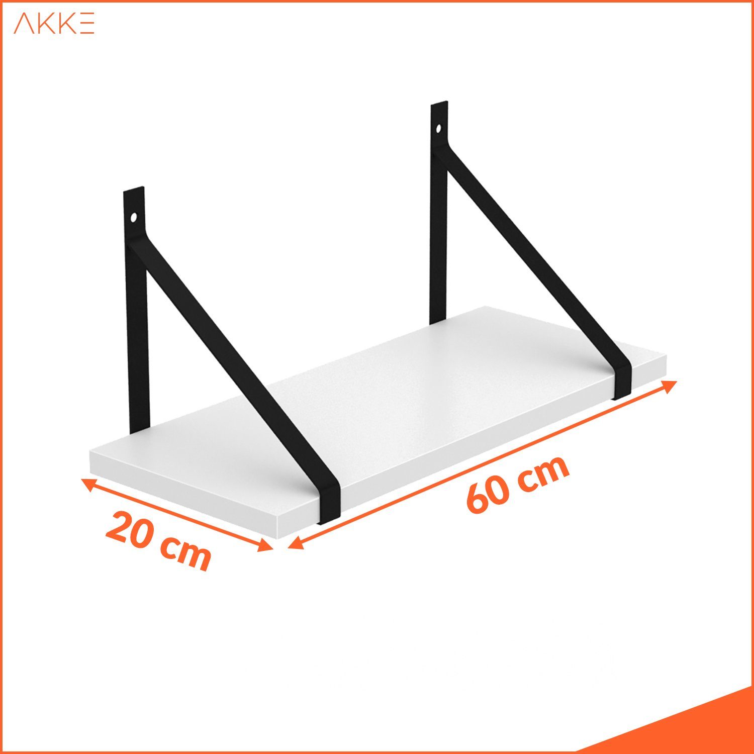 Wandregal, Antik Hängeregal 2mm mit AKKE PVC Befestigungen modern GINO LOFT Eiche schwarzen