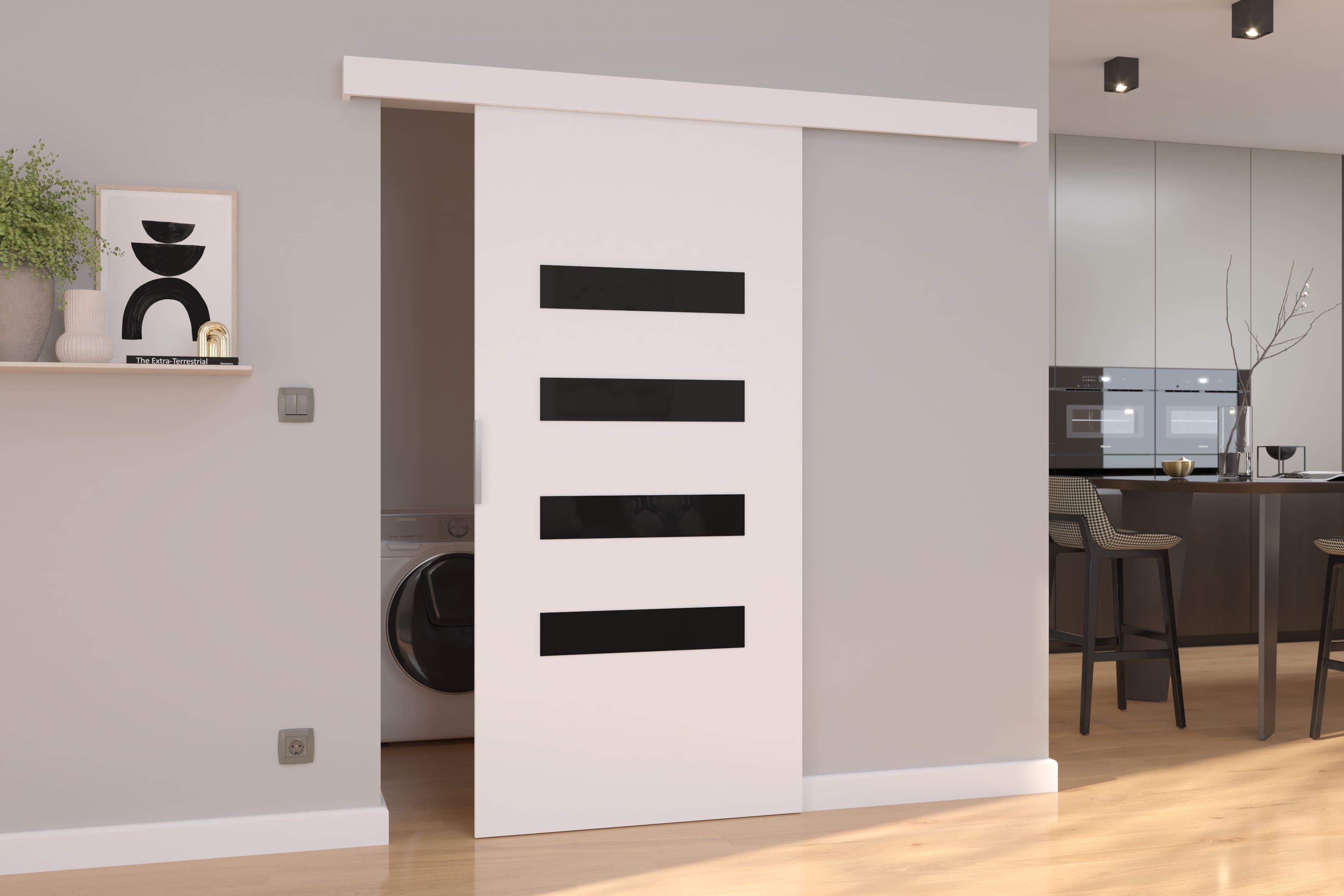 MOEBLO Schiebetür LIRMA (Wandschiebetür – Schiebetür auf Schiene, Gleittür, moderne Türen für Wohnzimmer, Schlafzimmer, Flur, optional mit Soft-Close-System, Schiebetüren Gleittüren Schiebetüre Schiebesysteme Türen auf Schiene Türen mit Schiebemechanismus), (BxHxT): 86/96 x 205 x 1,6 cm
