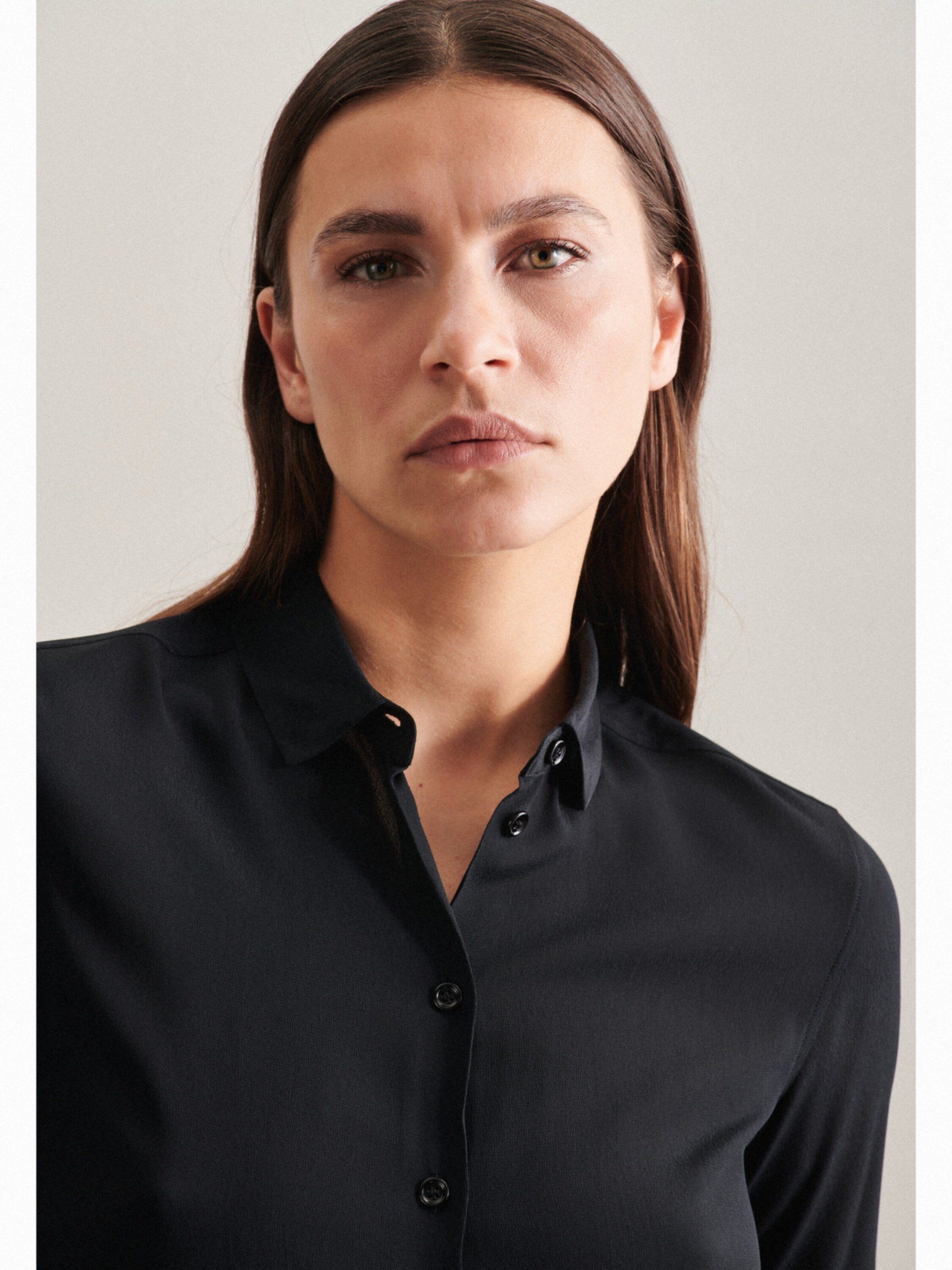 seidensticker Langarmbluse Schwarze Rose (1-tlg) Falten günstig online kaufen