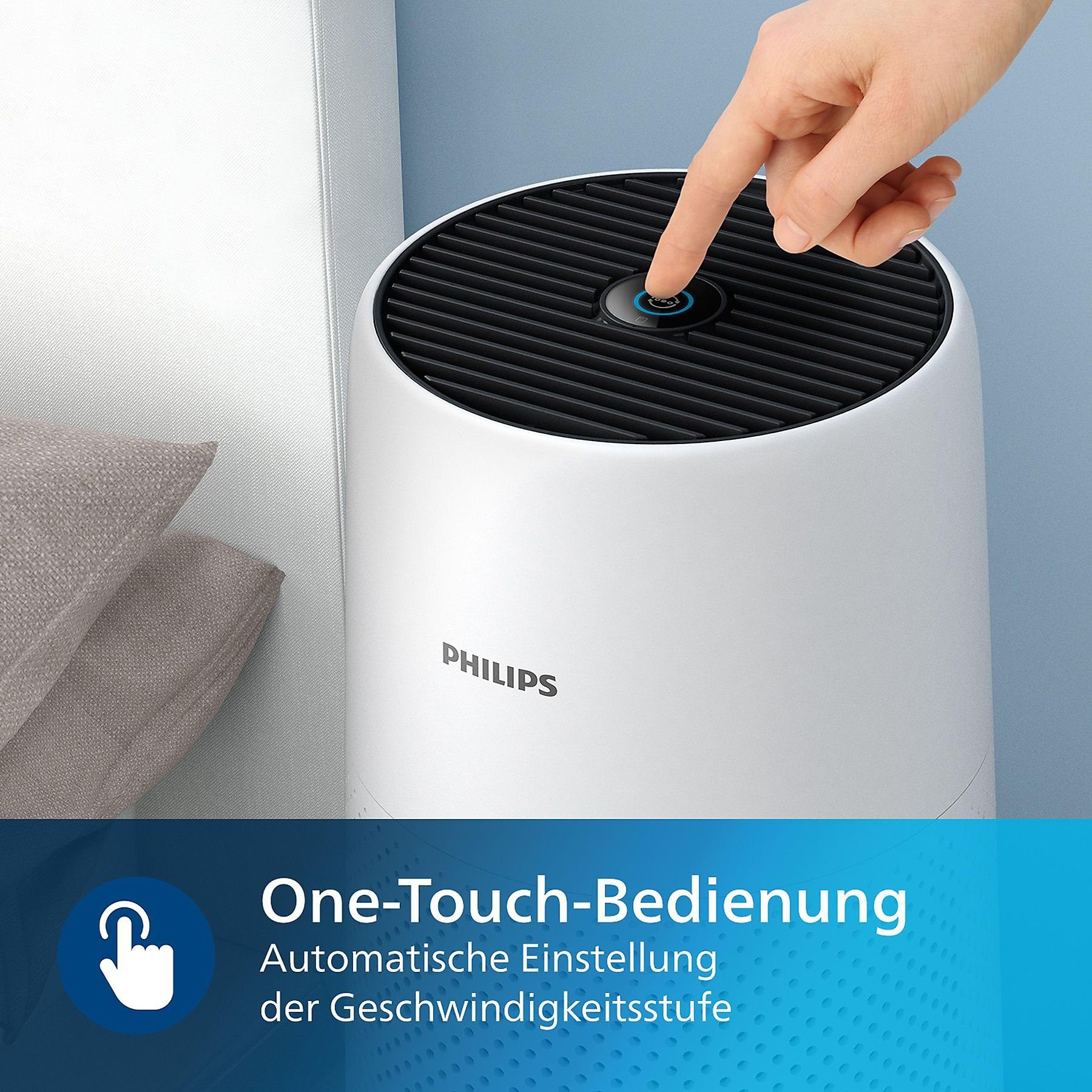Philips Luftreiniger AC0820/10 - Kompaktes Design -, für 49 m² Räume, für  Allergiker geeignet, HEPA-Filter für Tierhaare, Staub, Rauch