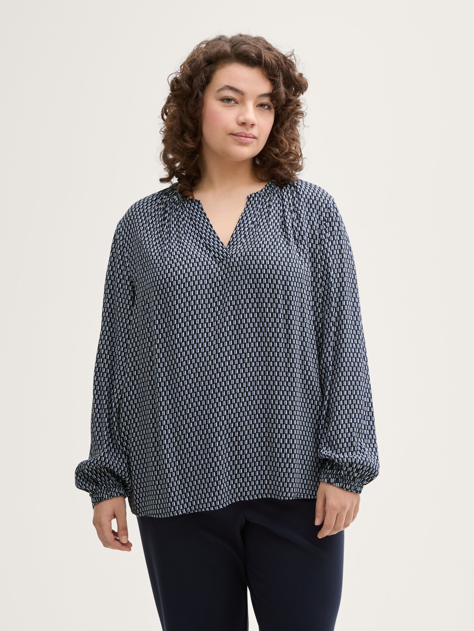 TOM TAILOR PLUS Langarmbluse Blusen & Shirts Plus Size - Bluse mit Muster günstig online kaufen