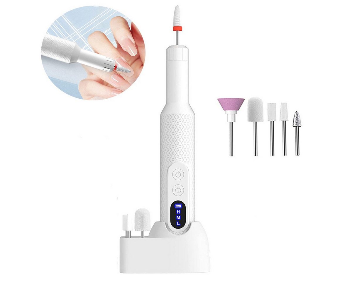 wohnTRAUM24 Maniküre-Pediküre-Set Nagelfräser Kabellos Elektrische Nail Drill 18000 U/min Nagelfräser, 6 Aufsätze zur Nagelpflege, 2 Arten der Aufladung, 18000U/min, Nagelfeile Elektrisch für Anfänger Fräser Gelnägel und Acrylgel