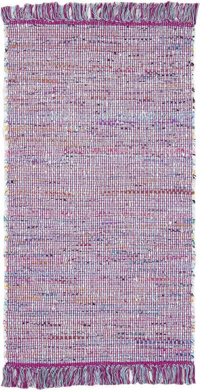 Teppich Frida, Andiamo, rechteckig, Höhe: 8 mm, Handweb Teppich, Fleckerl, reine Baumwolle, handgewebt, mit Fransen
