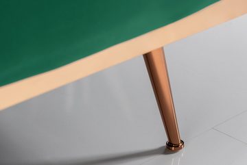 riess-ambiente Schlafsofa BELLEZZA 210cm smaragdgrün / roségold, Einzelartikel 1 Teile, Wohnzimmer · Samt · Metall · mit Bettfunktion · 3-Sitzer · Retro
