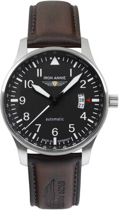 IRON ANNIE Automatikuhr F13 Tempelhof, 5664-2, Armbanduhr, Herrenuhr, Datum, Leuchtzeiger, Made in Germany