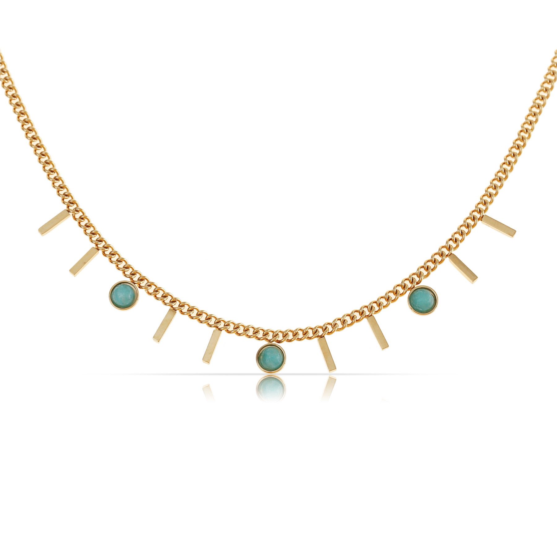 Made by Nami Edelstahlkette Damen Halskette Gold mit Stabanhängern verstell günstig online kaufen