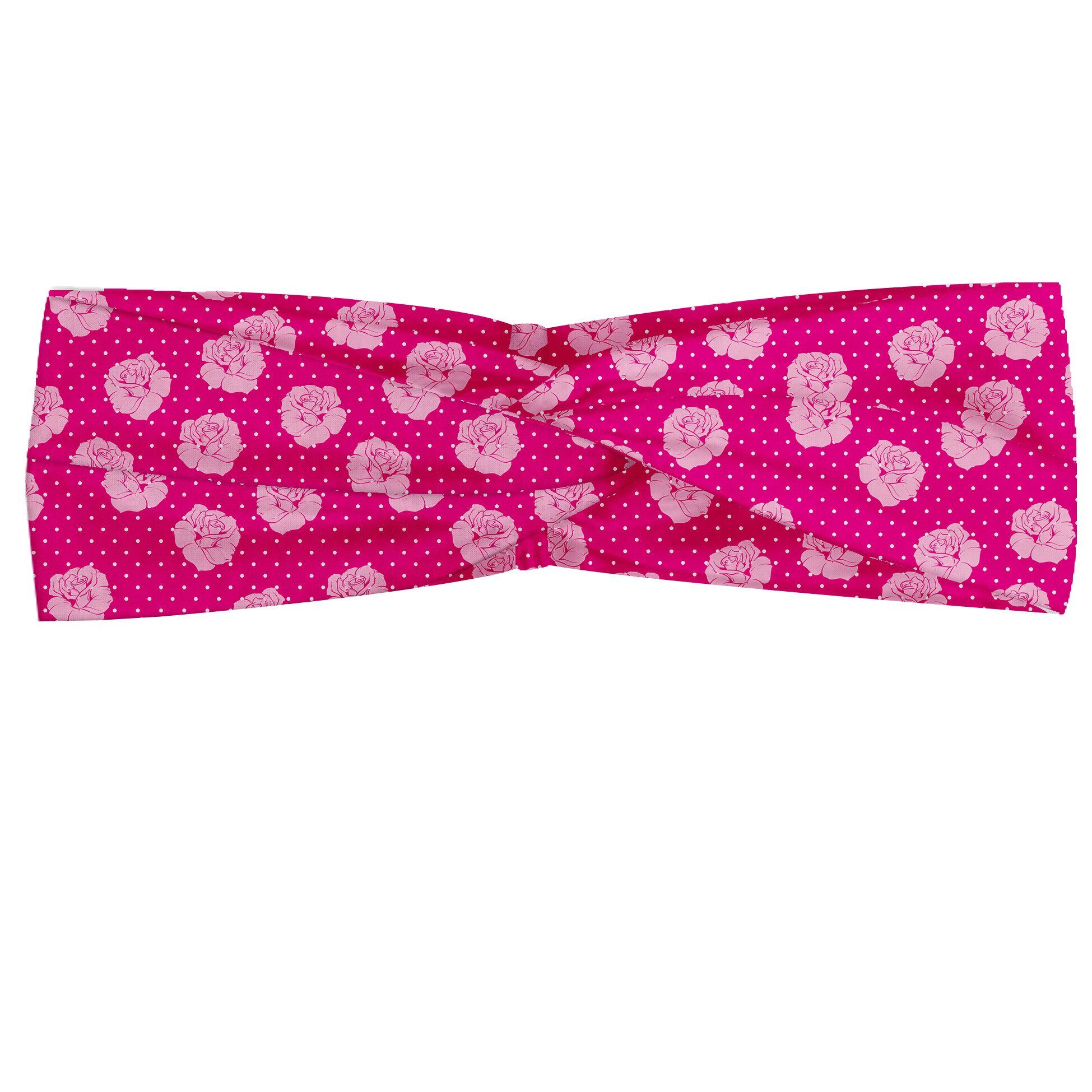 Abakuhaus Stirnband Elastisch und Angenehme alltags accessories Hot Pink Vintage Rosen-Liebe-Punkt