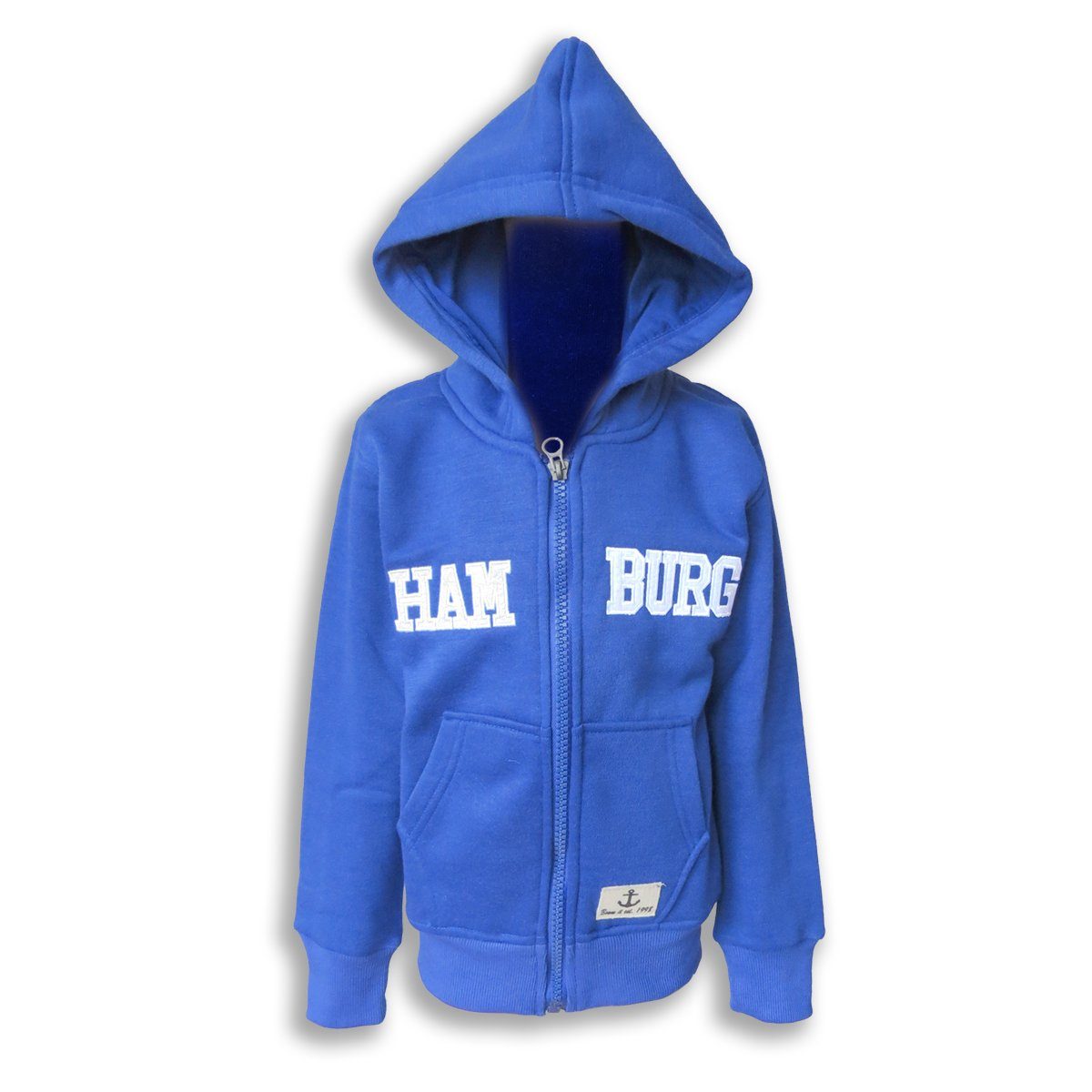 Sonia Originelli T-Shirt Sweatjacke "Hamburg" Kinder unifarben Jacke Hoodie bestickt royalblau