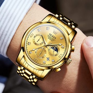 OLEVS HD-Mineralglas-Spiegel Watch, Hochwertige Zeitlose Eleganz für jeden Anlass mit klassischem Design