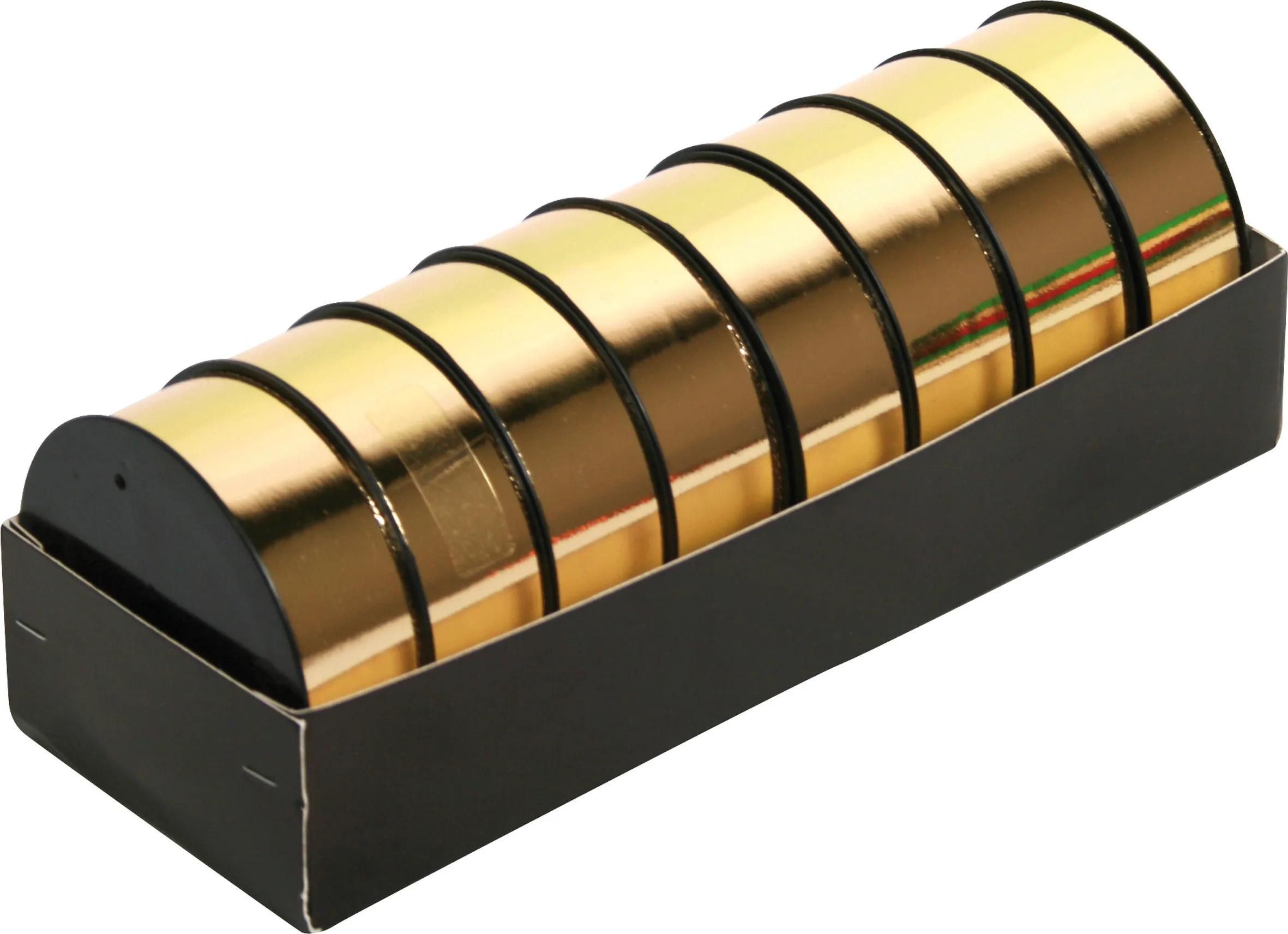 CLAIREFONTAINE Geschenkband Set 8 Spulen Geschenkbänder Metallic-Effekt 10mx25mm Gold 616175C, Geschenkband