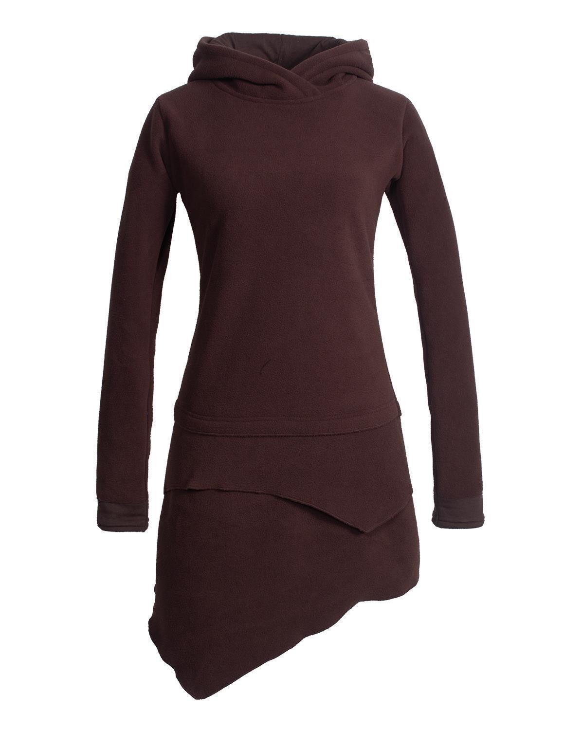 Vishes Midikleid Asymmetrisches Kapuzen-Kleid aus Recycling-Fleece günstig online kaufen