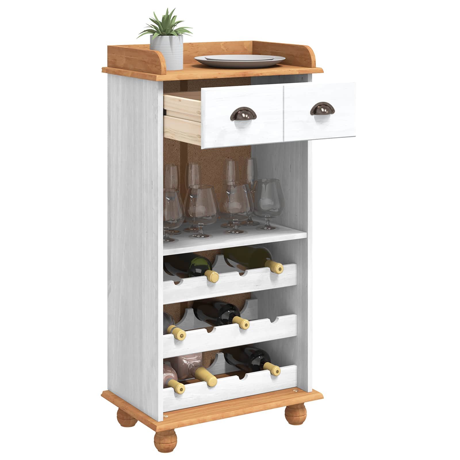 vidaXL Weinregal Weinschrank ASKIM Weiß mit Honigoberfläche 57 x 37 x 114 cm, 1-tlg.