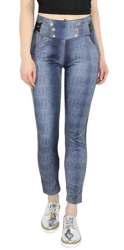 dy_mode Treggings Damen Röhrenhose Treggings Jeans Optik Stoff Hose Jeggings mit elastischem Bund