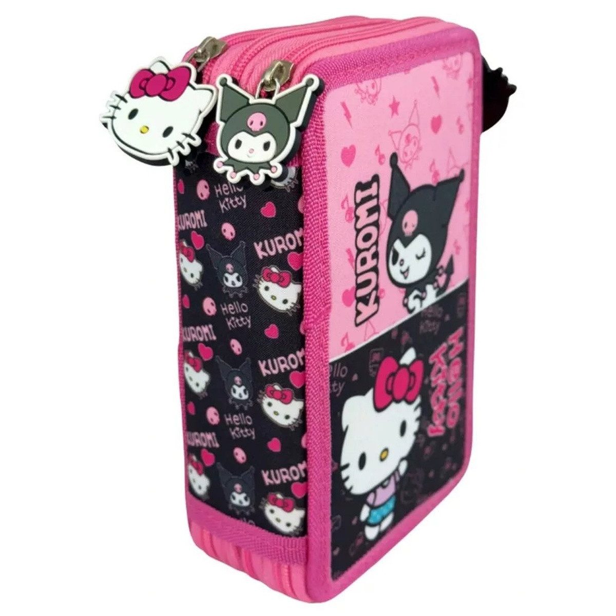 Hello Kitty Federmäppchen Hello Kitty & Kuromi gefülltes 3-stöckiges Federmäppchen