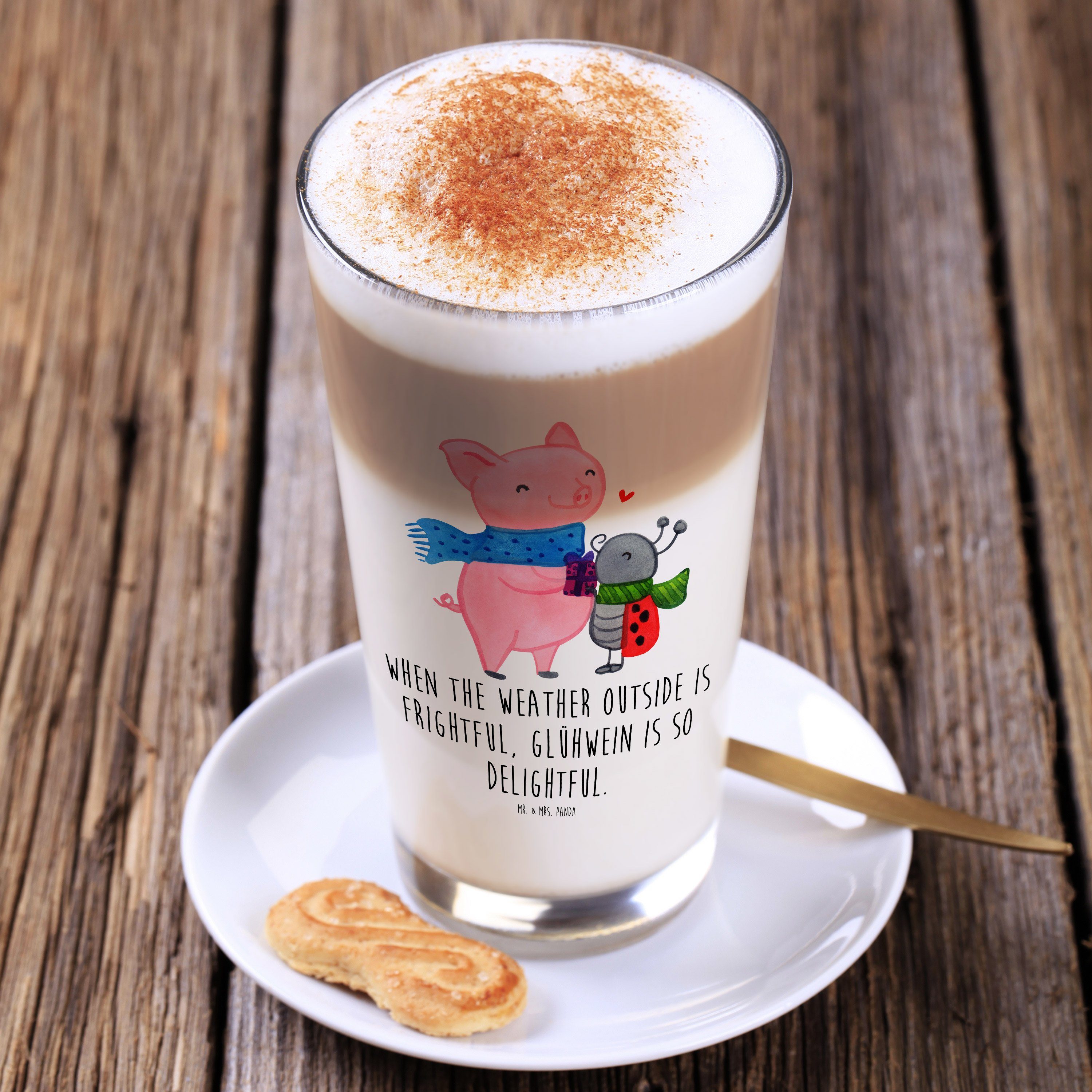 Smörle Glas Macchiato, Latte Herzlic, Transparent Panda Glühschwein & - Geschenk, Premium Mr. Glas Mrs. -