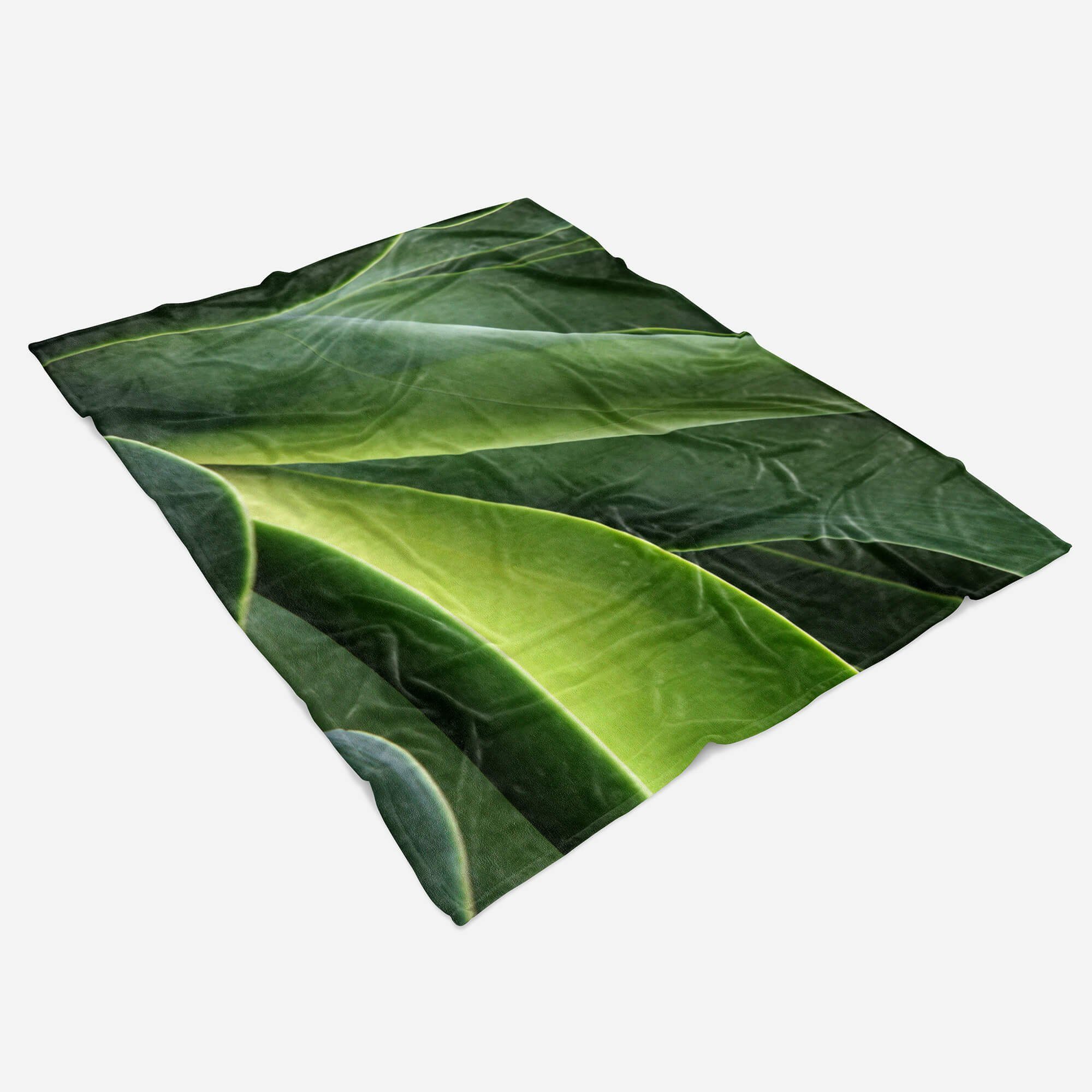 Sinus Art Handtücher Kuscheldecke Pflanze (1-St), Grün Baumwolle-Polyester-Mix mit Fotomotiv Saunatuch Nahau, Strandhandtuch Handtuch Handtuch