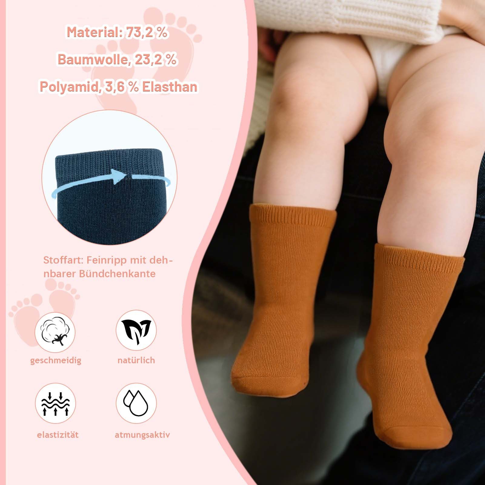 Yalion Kurzsocken Yalion® Weiche Kinder socken Babysocken mit Halbplüsch Grau 3-Paar (Set, 3-Paar, 3 Paar) Rutschfeste Sternen-Noppen