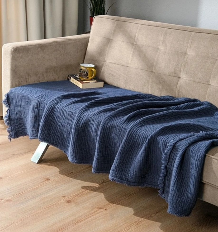 Plaid Musselin Plaids aus Biobaumwolle, Musselin Welt, Kuschelige sanft weiche Bio-Musselin