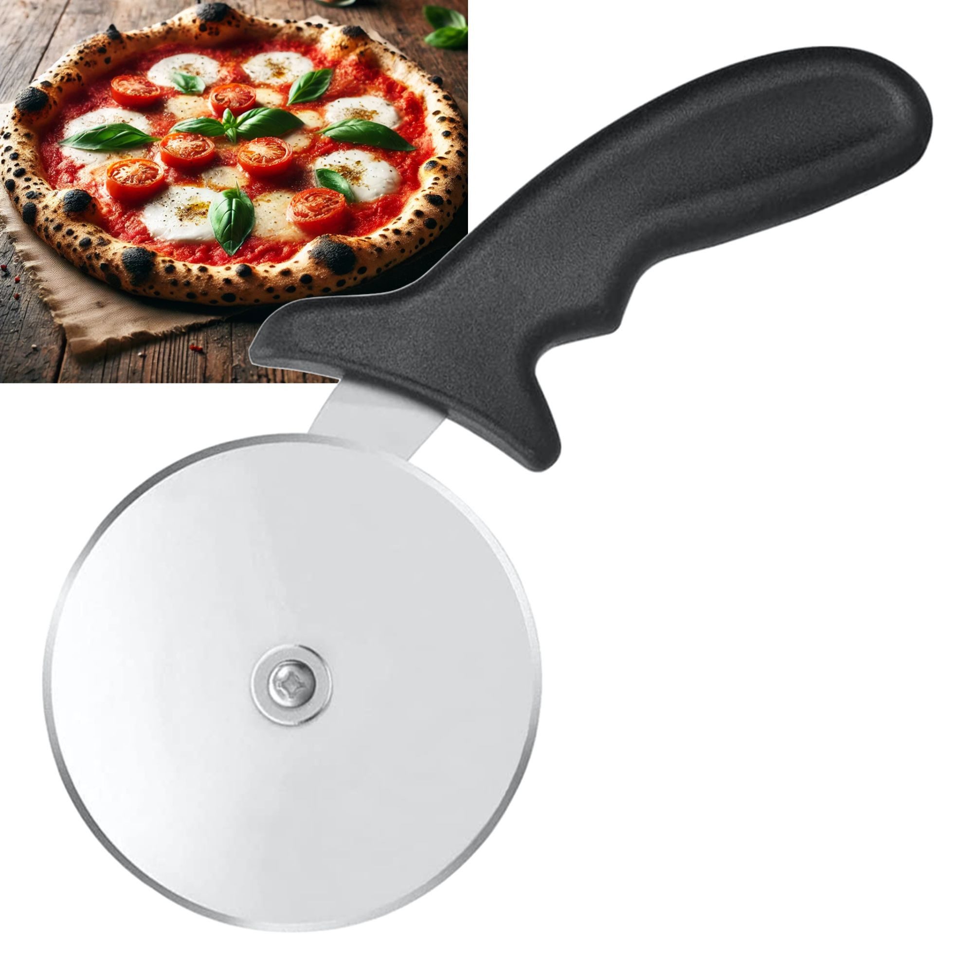 Pizzaschneider Edelstahl Pizzaschneider - Ergonomischer Rutschfester Griff