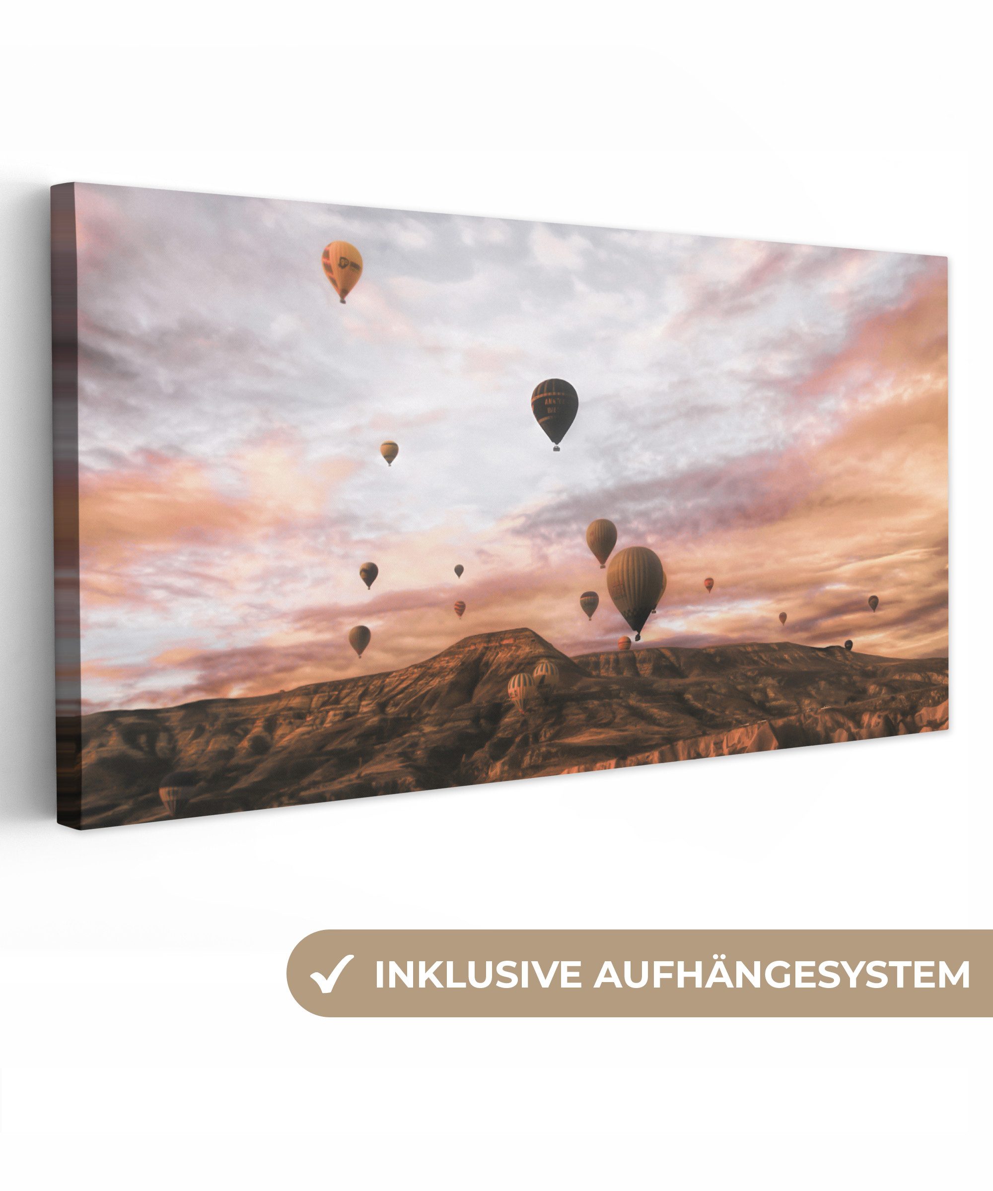 OneMillionCanvasses® Leinwandbild Panorama Landschaft - Heißluftballon günstig online kaufen