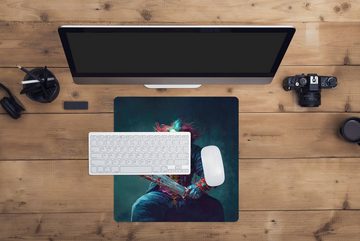 MuchoWow Gaming Mauspad Clown - Horror - Messer - Kleidung - Porträt (1-St), Mousepad mit Rutschfester Unterseite, Gaming, 40x40 cm, XXL, Großes