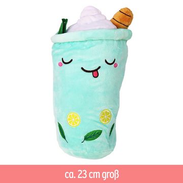 BEMIRO Tierkuscheltier Plüsch Bubble Tea türkis Zitrone - ca. 23 cm