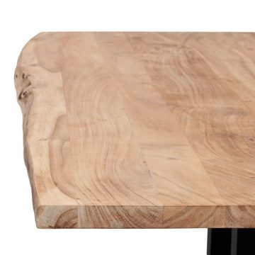 LebensWohnArt Esstischplatte Akazie Tischplatte LIVING EDGE ca. 70x70cm Natural