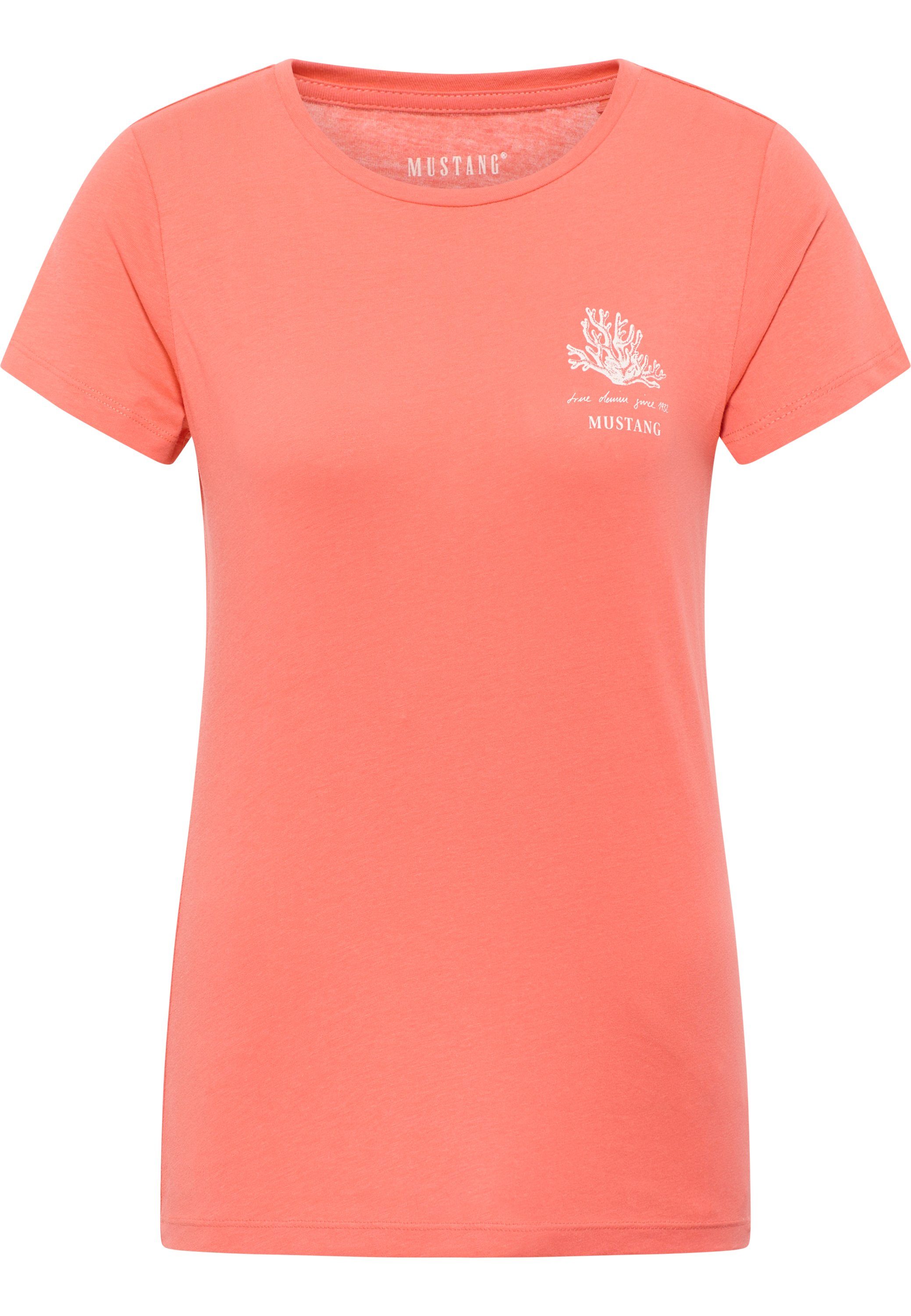 MUSTANG Kurzarmshirt Mustang T-Shirt T-Shirt rosa | T-Shirts
