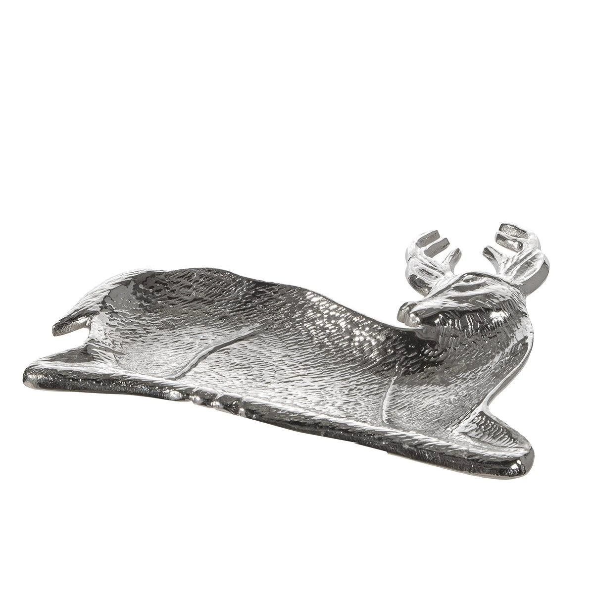 GILDE Schale Schale „Hirsch“ von Gilde – Dekoschale aus Aluminium in Silberoptik