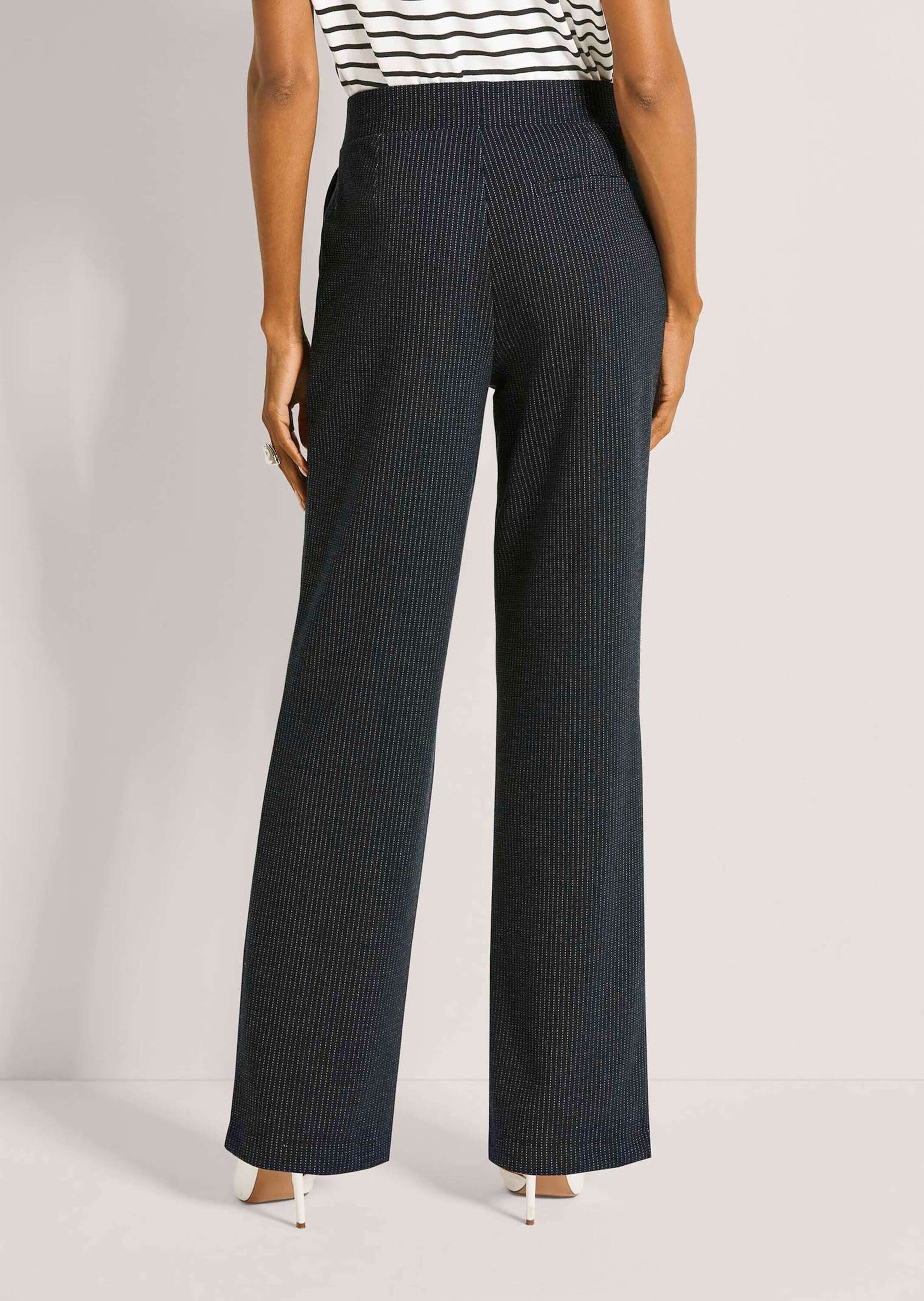 MADELEINE Jerseyhose Jerseyhose mit Nadelstreifen Sommerhose mit Schlupfbund, Taschen, Biesen und Knöchellänge