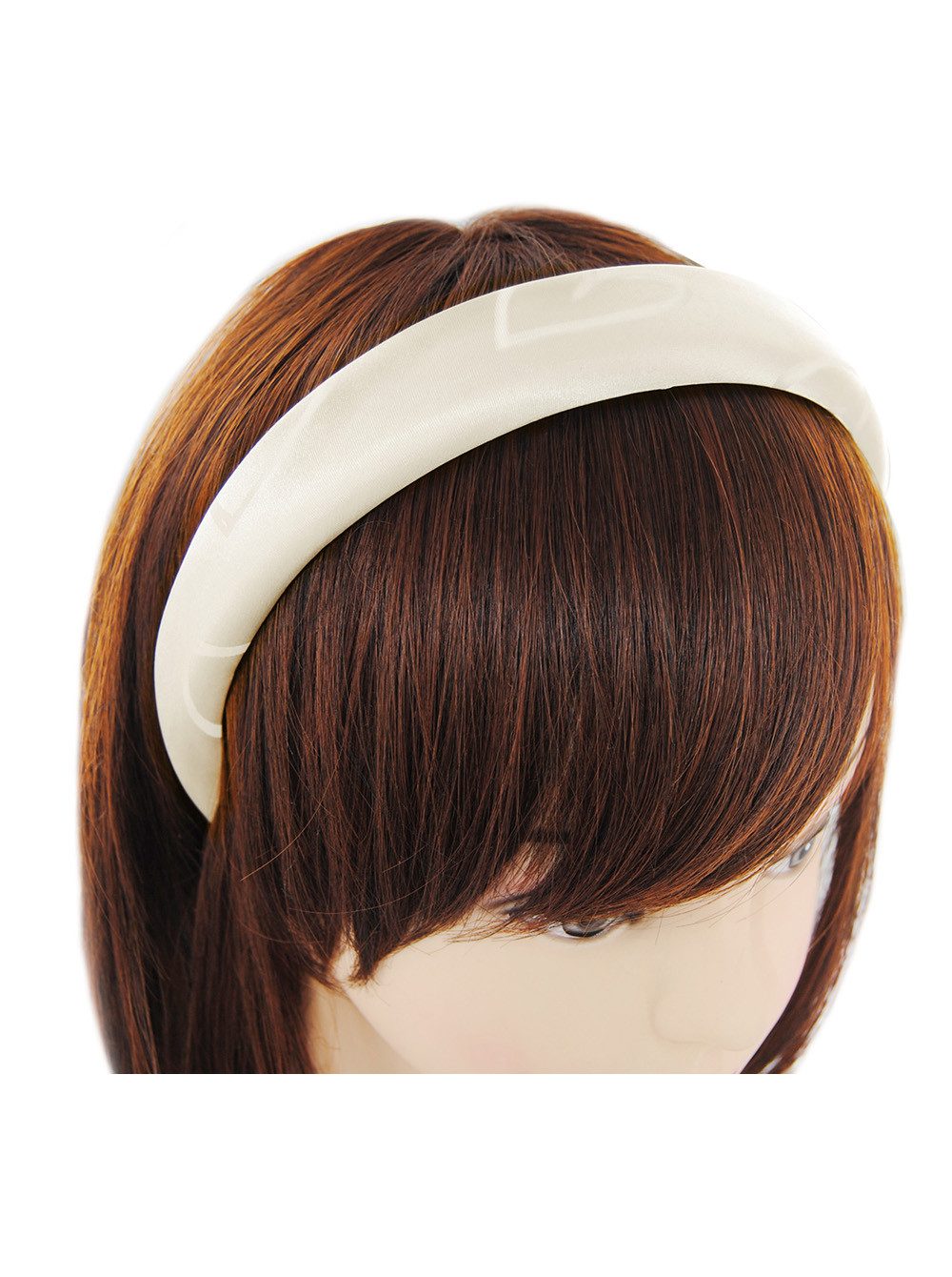 axy Haarreif Breit gepolsterter Haarreif aus Seidenstoff mit Herzmuster, Vintage Damen Haareifen im romantischen Stil Haarband