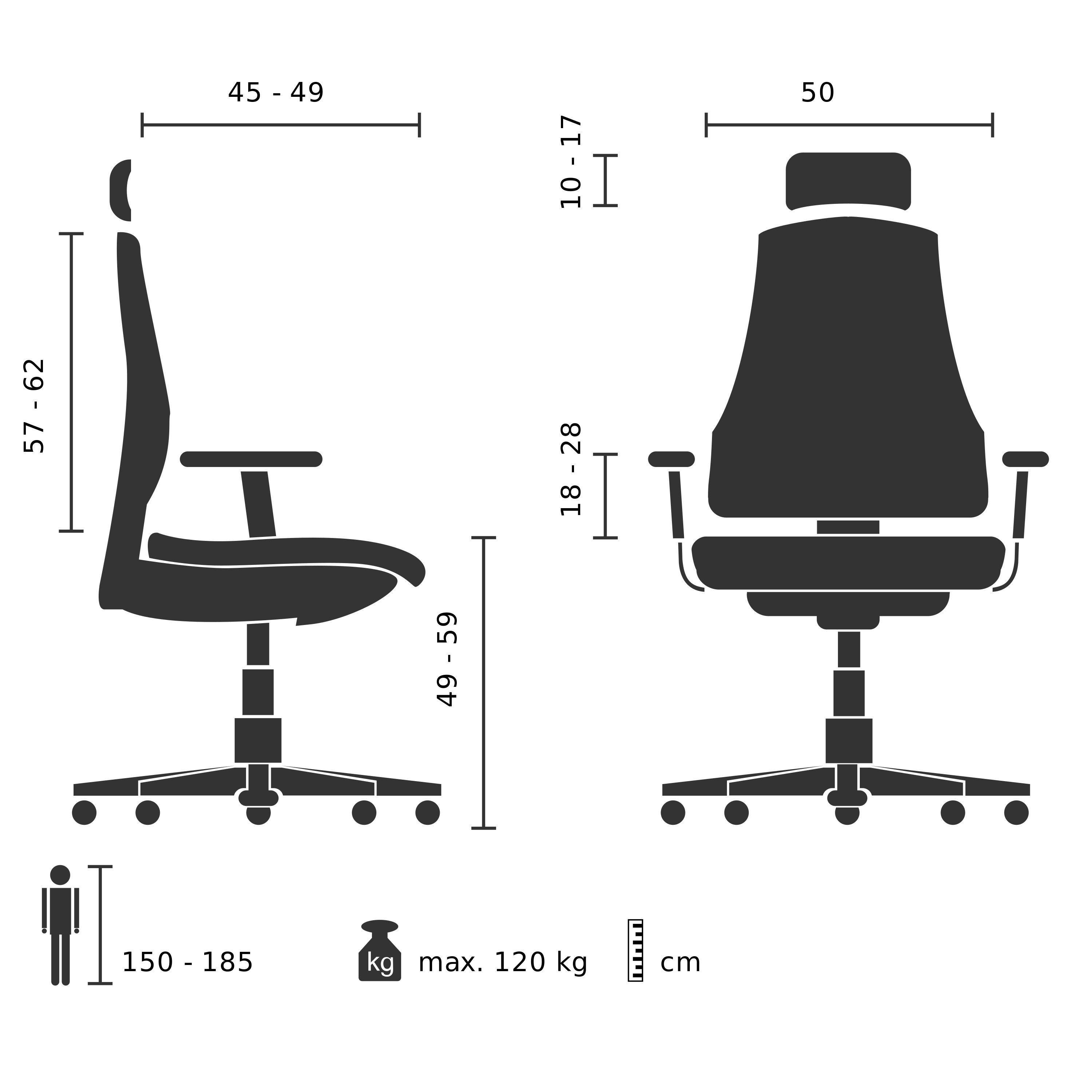 ergonomisch Chefsessel Luxus Drehstuhl Bürostuhl St), OFFICE Netzstoff hjh I SLIM (1 Schwarz ERGOHUMAN