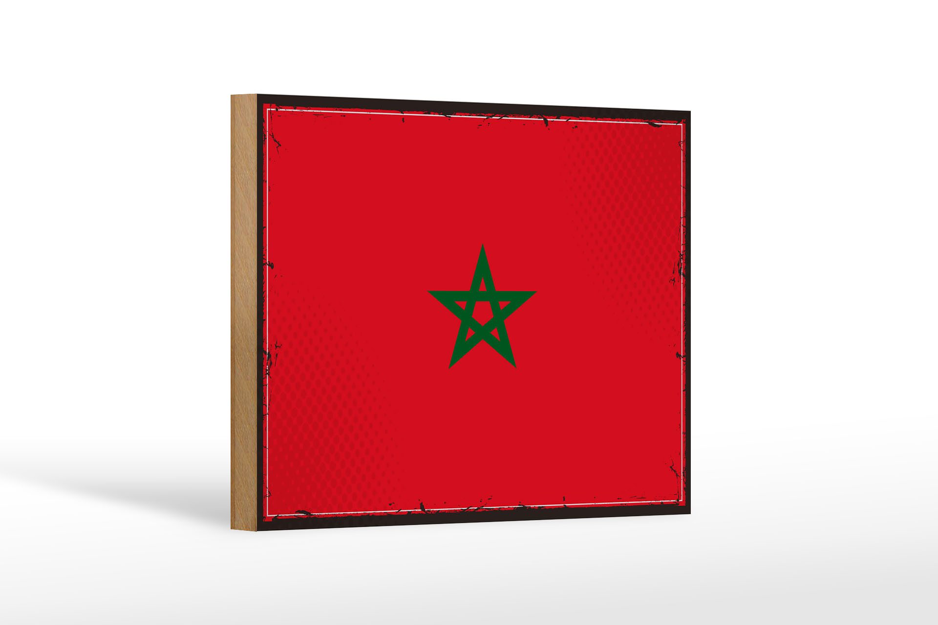 Femer GmbH Holzbild Flagge Marokkos 18x12 cm Retro Flag of Morocco, Flaggen (1 St), Glatte Holzfaserplatte (MDF), vorn beschichtet