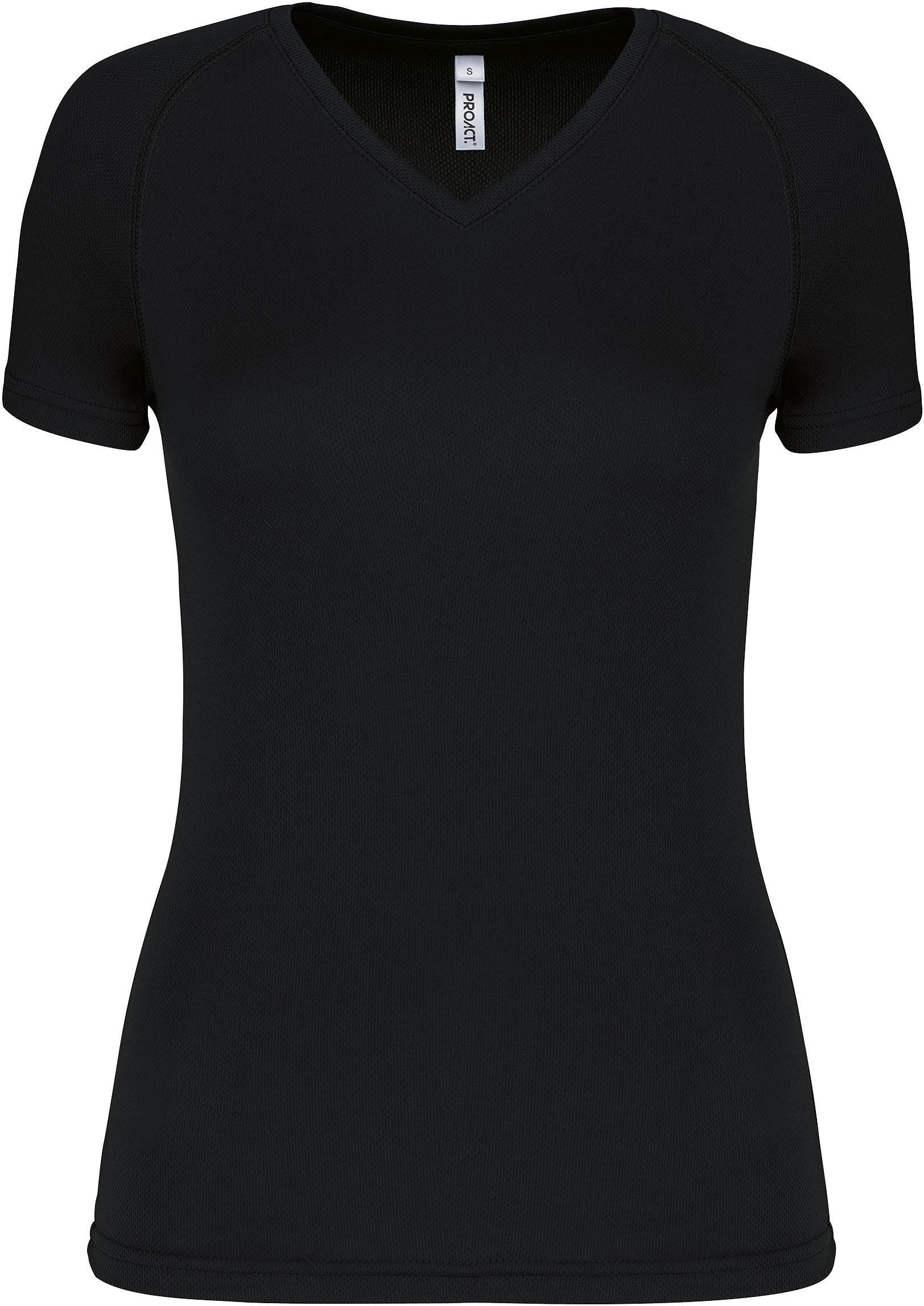 Trainingsshirt Damen Kurzarm-Sportshirt mit V-Ausschnitt
