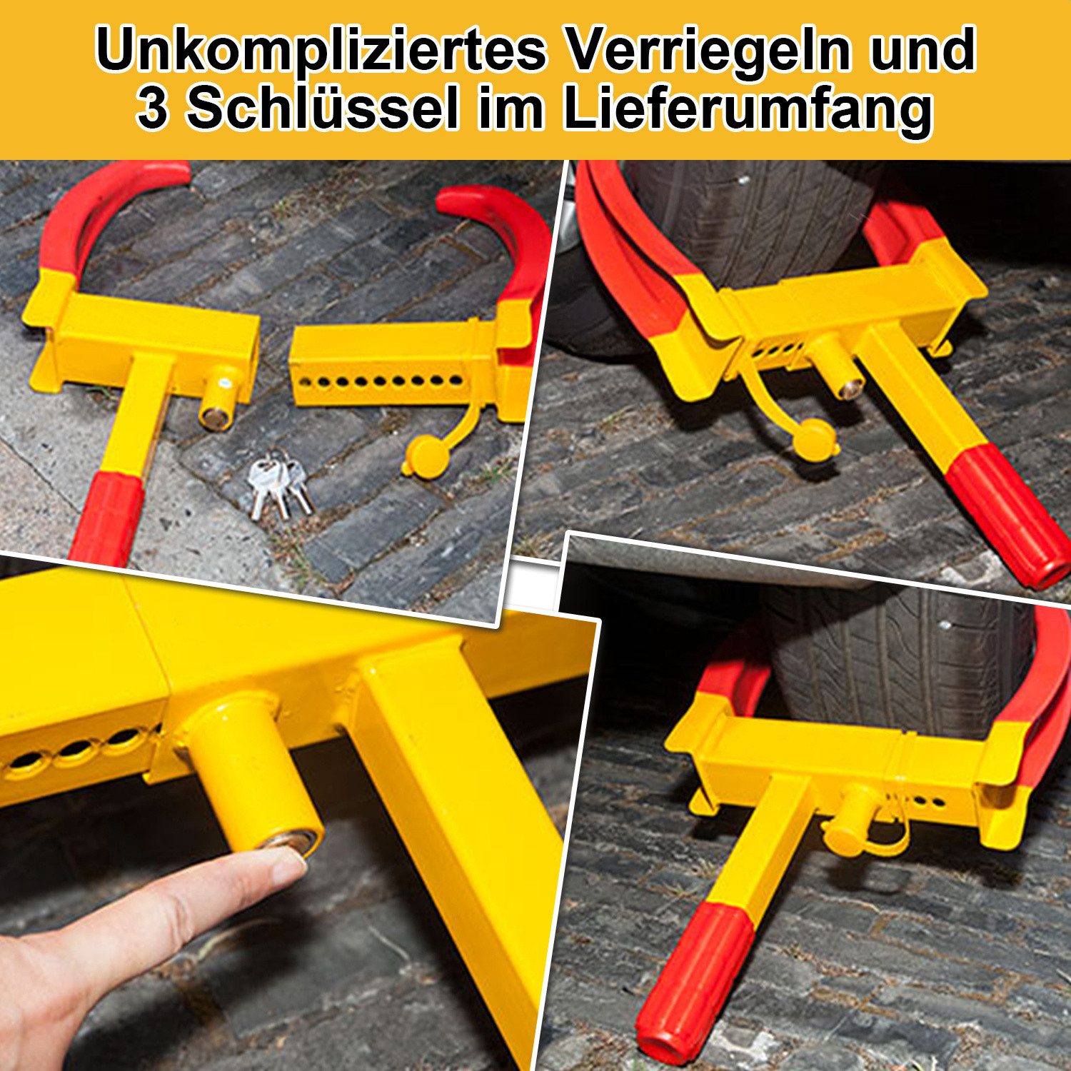 Clanmacy Wheel Clamp 2X Parking Clamp for Cars & Caravans – Sturdy Tire Clamp, Adjustable