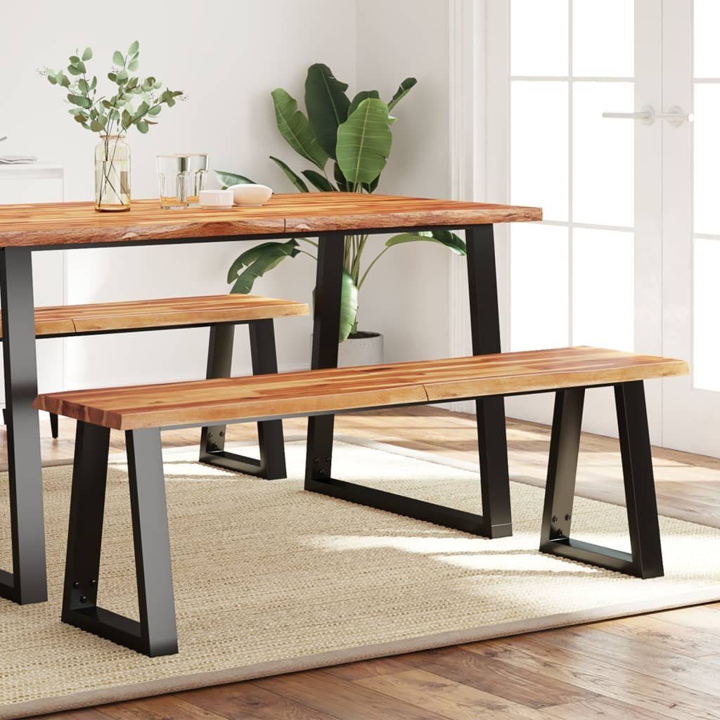 furnicato Truhenbank Bank Baumkante 140 cm Massivholz, Stabile Sitzbank mit Öl-Finish und U-Beinen für das Esszimmer