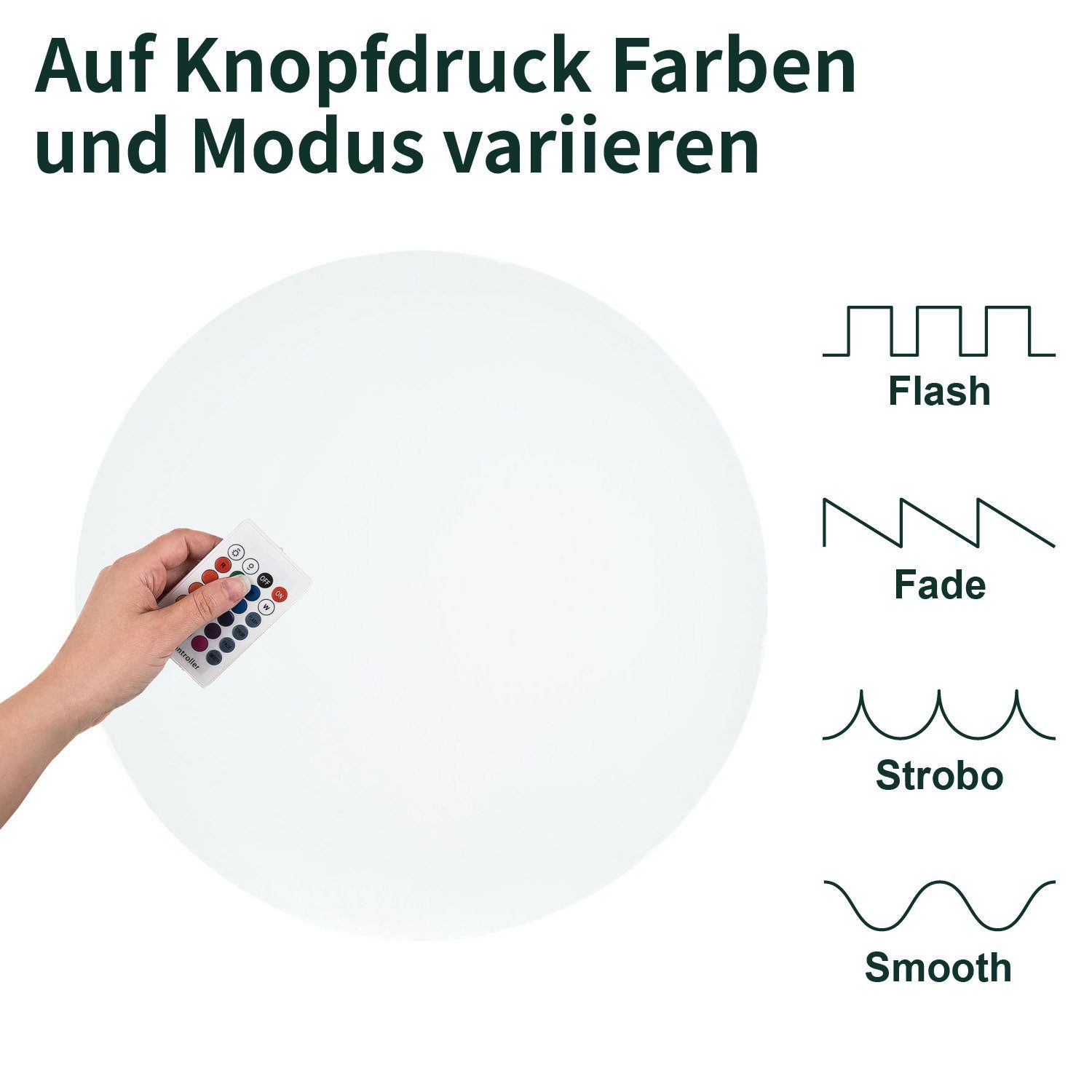VERDOBA LED Kugelleuchte LED Gartenleuchte - Kugelleuchte Innen & Außen - Leuchtkugel mit Akku, LED, 16-60 Lumen (je nach Farbe) – Bild 5 von 5