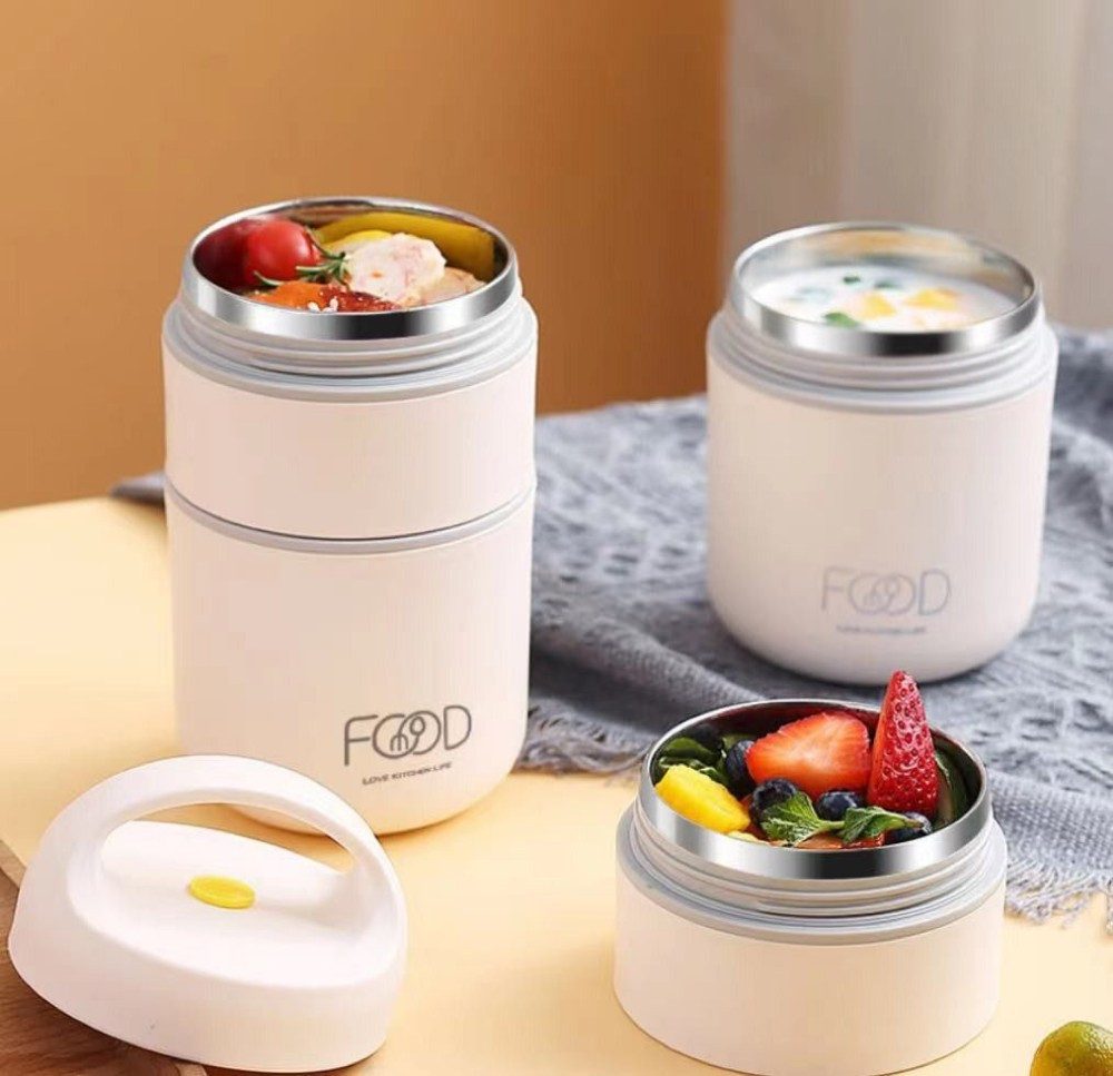 Ophy Thermobehälter Edelstahl Thermobehälter 680 ml – auslaufsicher, hitzebeständig, bruchsicher & robust – tragbare Frühstücksbox für unterwegs – Bild 2 von 5
