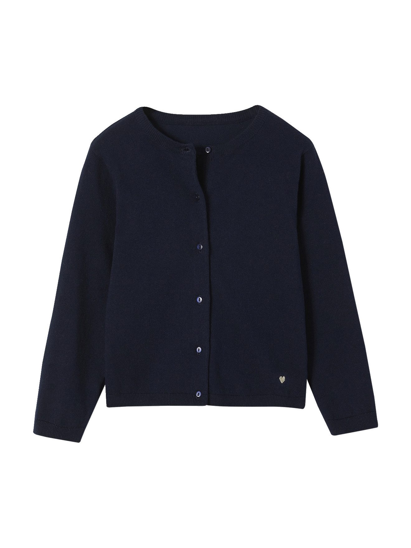 vertbaudet Strickjacke Mädchen Strickjacke BASICS Runder Ausschnitt, Knopfverschluss