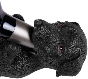 BRUBAKER Weinflaschenhalter Schwarzer Labrador, (1-St), Durstiger Hund - Flaschenhalter Trinkende Tiere - Flaschenständer lustig - Deko Figur Handbemalt Barzubehör - Witzige Dekoration - Wein Geschenk