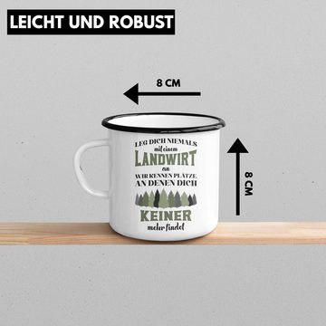 Trendation Thermotasse Trendation - Landwirt Spruch Geschenk Emaille Tasse Landwirtschaft Geschenke für Männer Traktor Spruch KaffeeEmaille Tasse Superheld