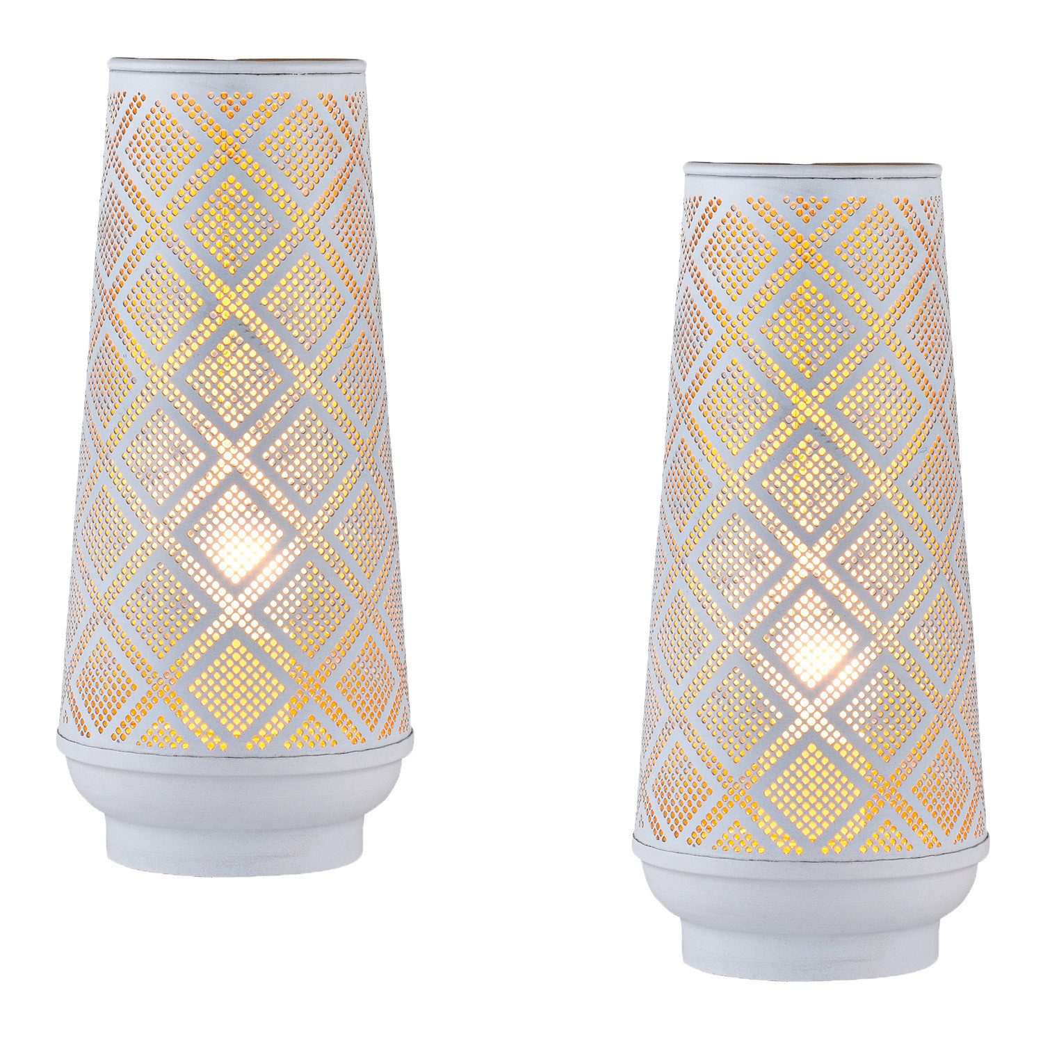 Nachttischlampe 2er Set Boho Deko Stehlampe Tischlampe Lampe Qantas Klein Weiss