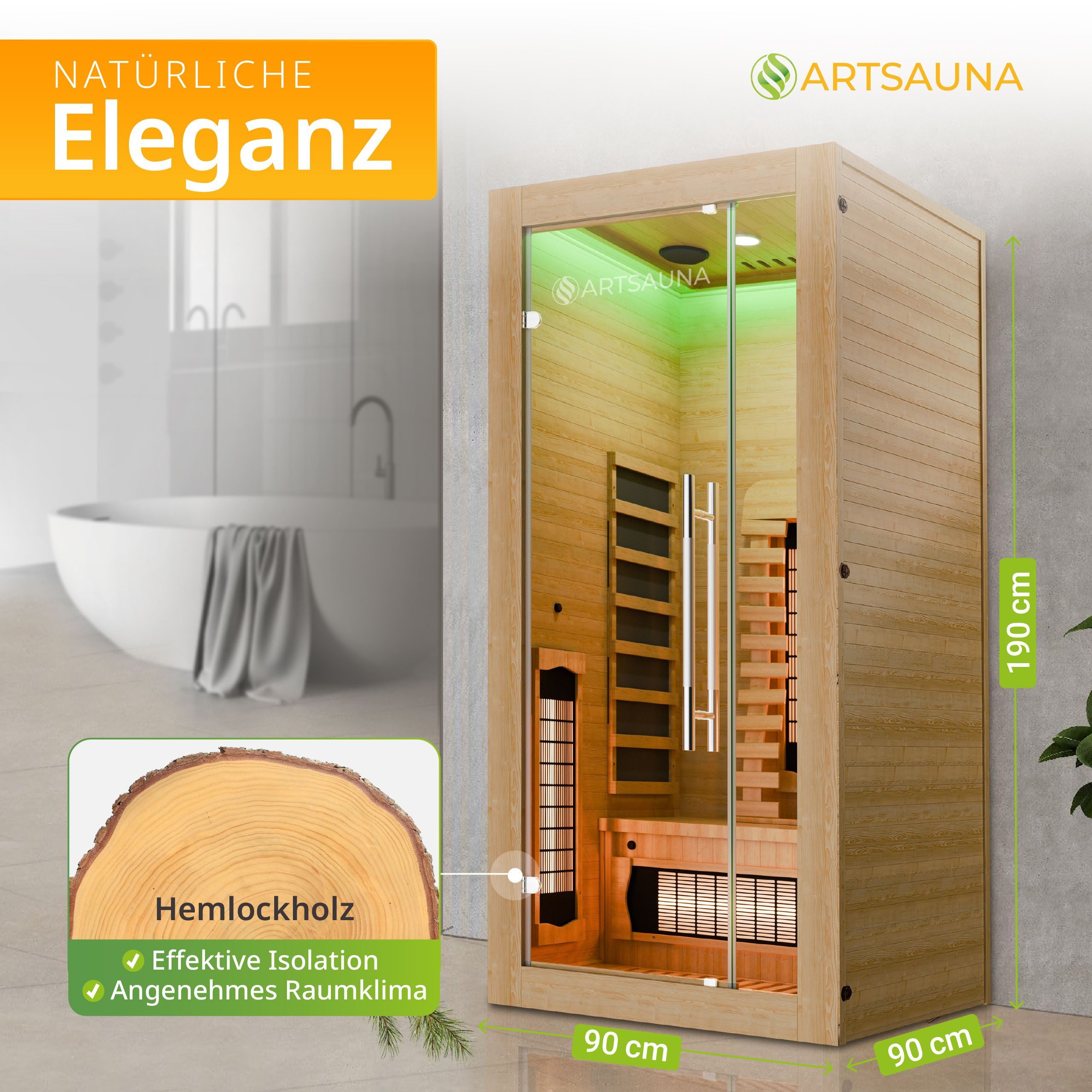 Artsauna Infrarotkabine Kiruna90 Premium Dual Technologie, günstig online kaufen