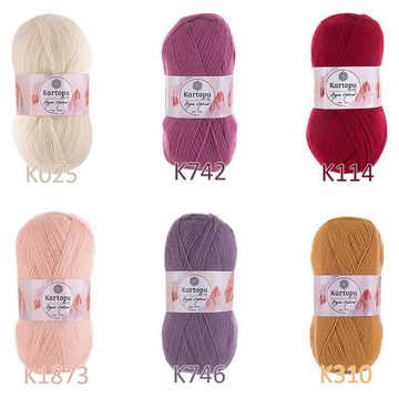 maDDma 5 x 100g Strickgarn Kartopu "Angor" Natural Häkelwolle, 2740 m, K025 creme